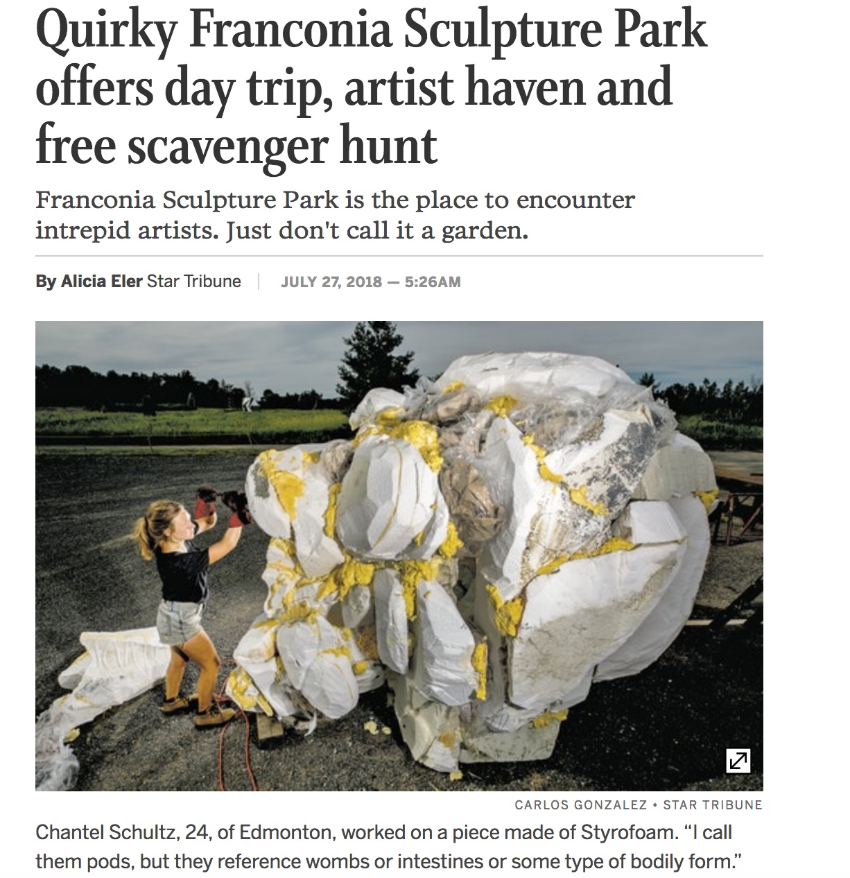 Franconia project in the Minneapolis Star Tribune