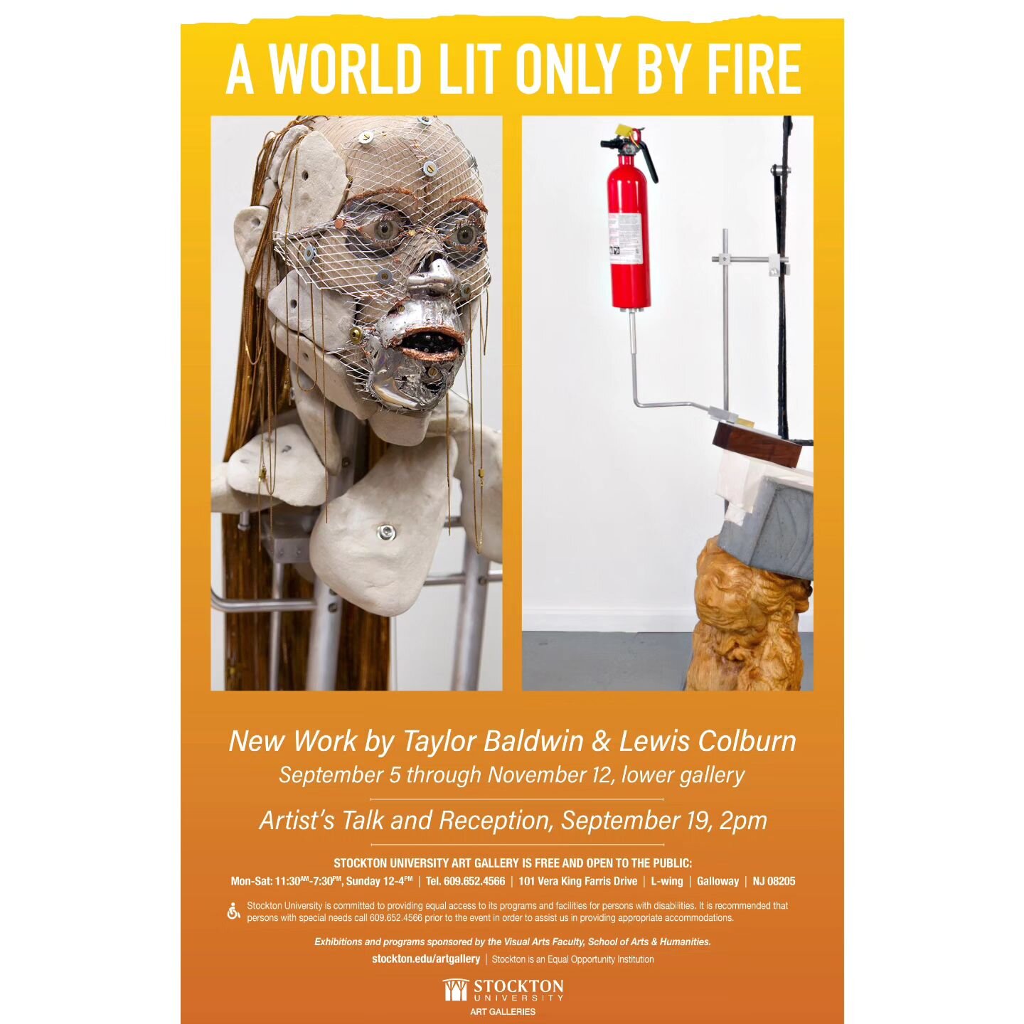 Very excited to announce the opening of A World Lit Only by Fire at Stockton University. New work by myself and Taylor Baldwin ( @baldwints ), organized by Jed Morfit ( @jedmorfit ).The show runs through November 12th, with an artist talk on Tuesday 