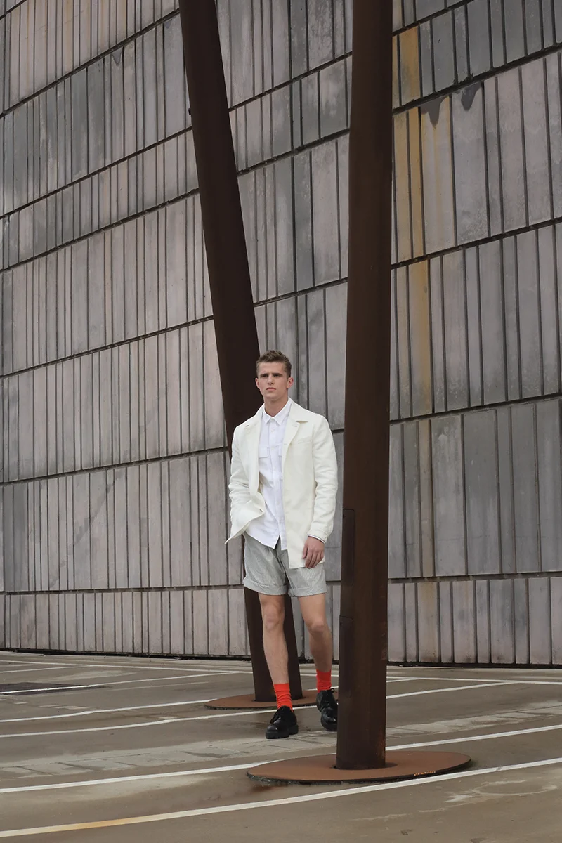 Jacket - Dirk Bikkembergs , shirt - H&M , shorts - stylist's own, socks - COS , shoes - Valentino
