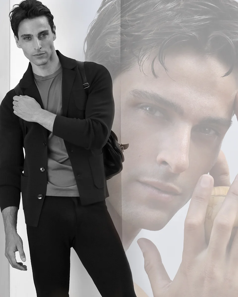Jacket - Massimo Dutti , T-shirt - Armani Exchange , trousers - Emporio Armani , bag - Saint Laurent