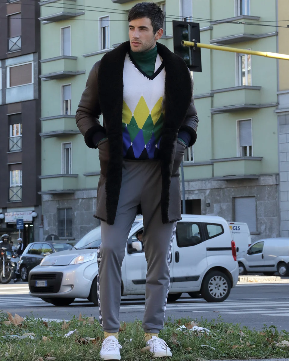 Green turtleneck - Daks , Sweater - Ballantyne , Coat - Gant , Trousers - Errea , Shoes - Superga