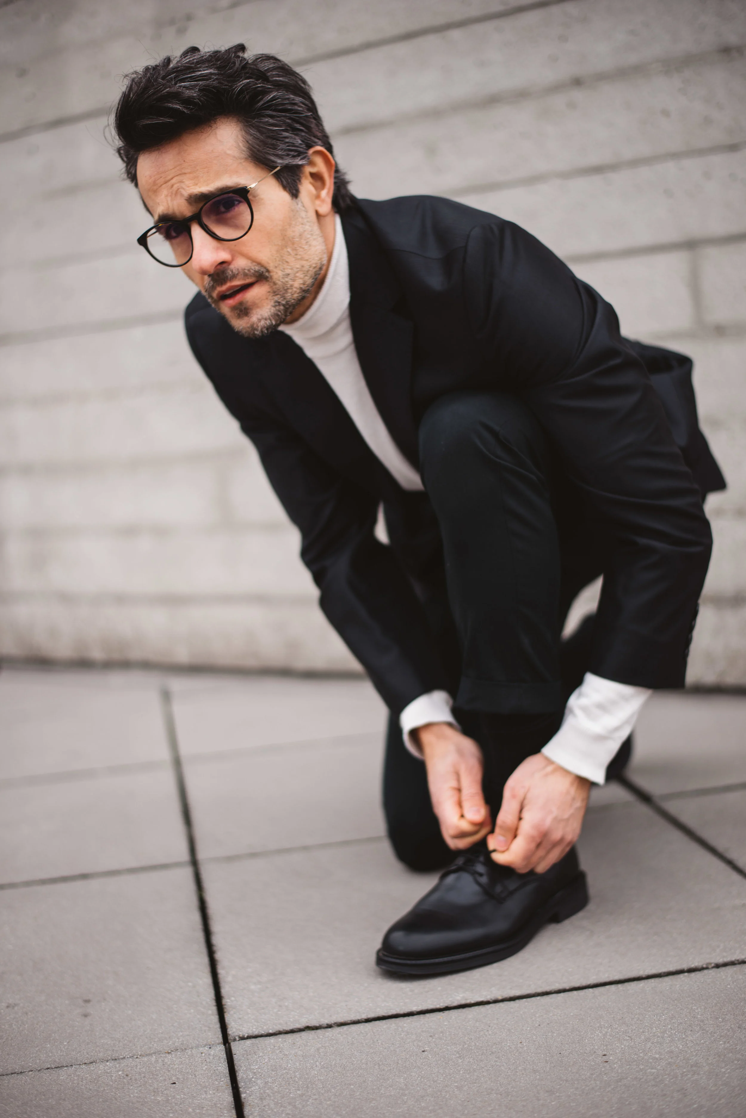Knit - Zara , Trousers - All Saints , Blazer - Boss , Glasses - Tom Ford