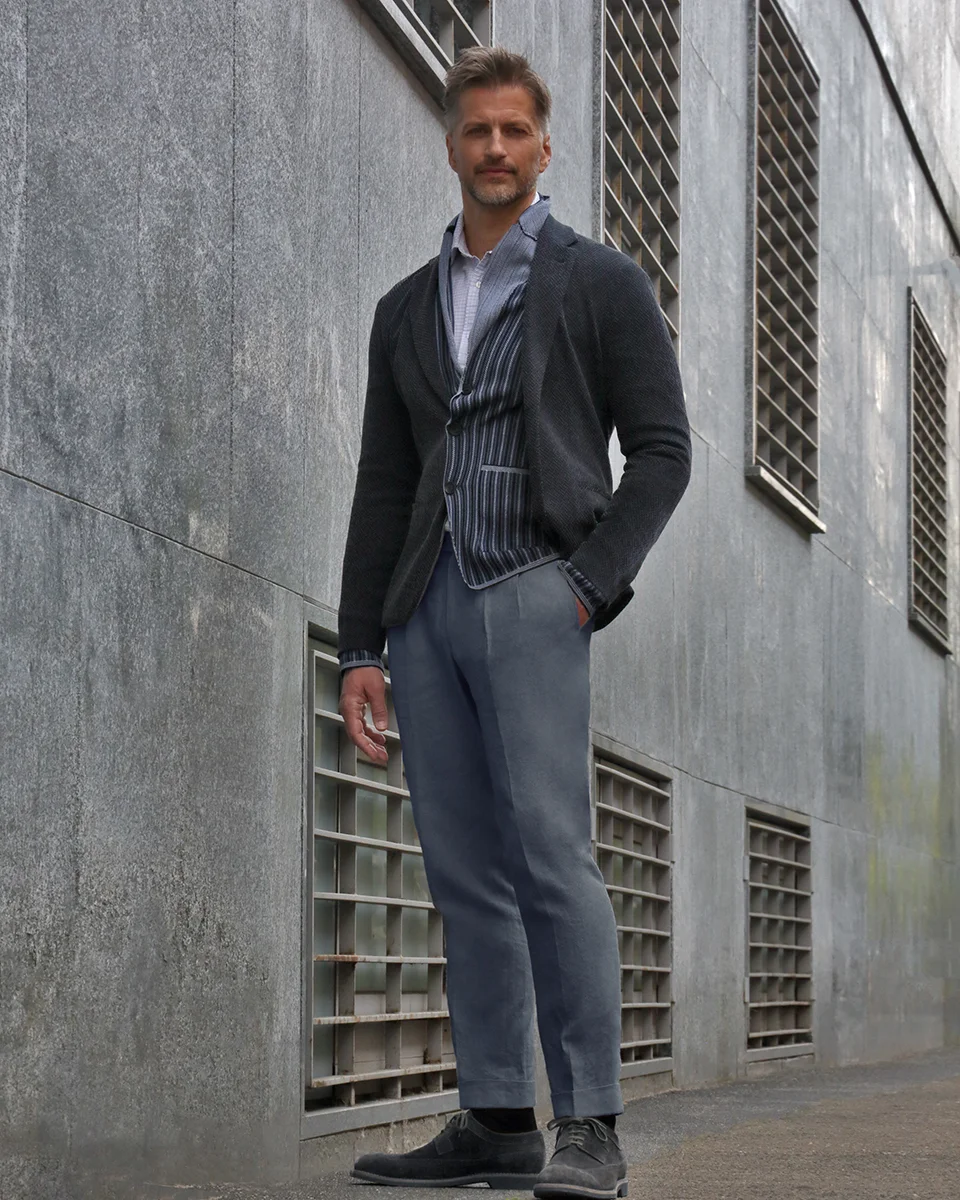 Plain jacket & trousers - Giorgio Armani , Striped jacket - Drumohr , Shirt - Brooks Brothers