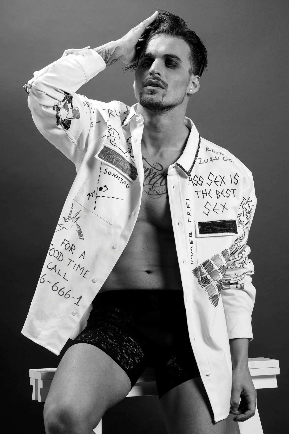 Denim shirt - Angelos Frentzos , Underwear - Meniax