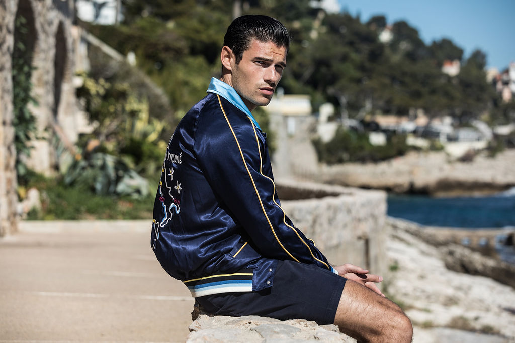 Paul wears Maison Kitsune jacket & Les Basics shorts