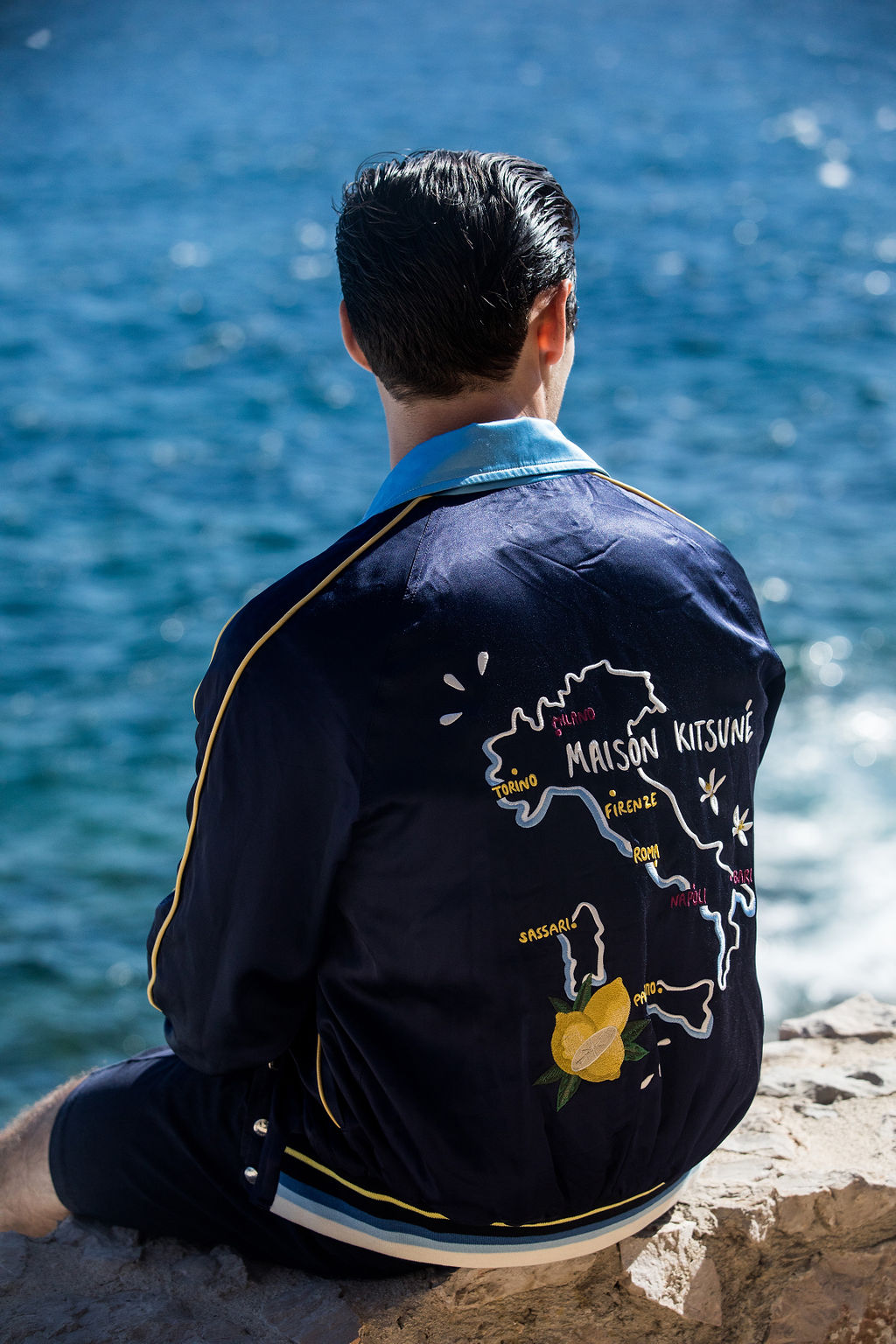 Paul wears Maison Kitsune jacket & Les Basics shorts