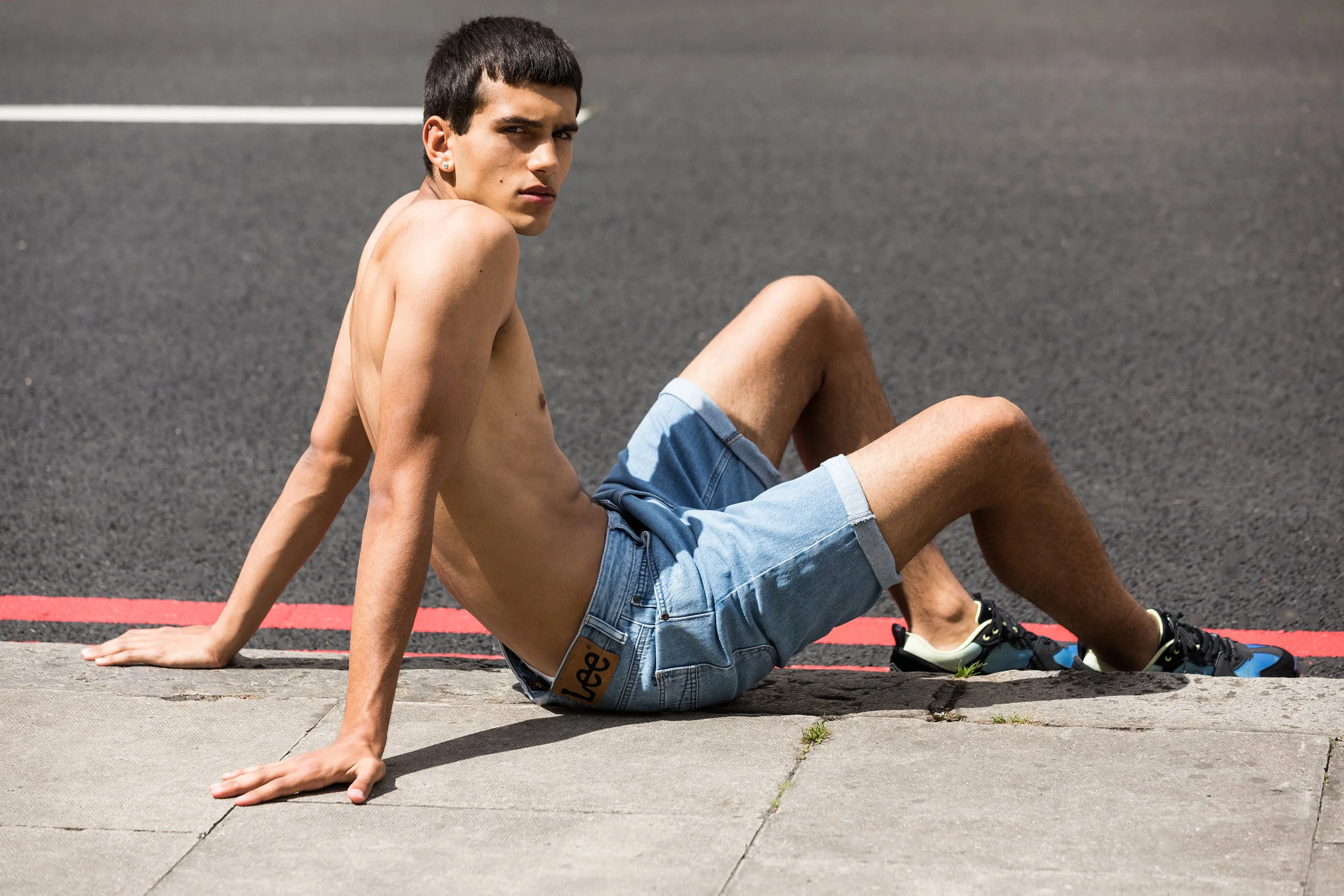 Atlant wears Lee shorts and Umbro sneakers