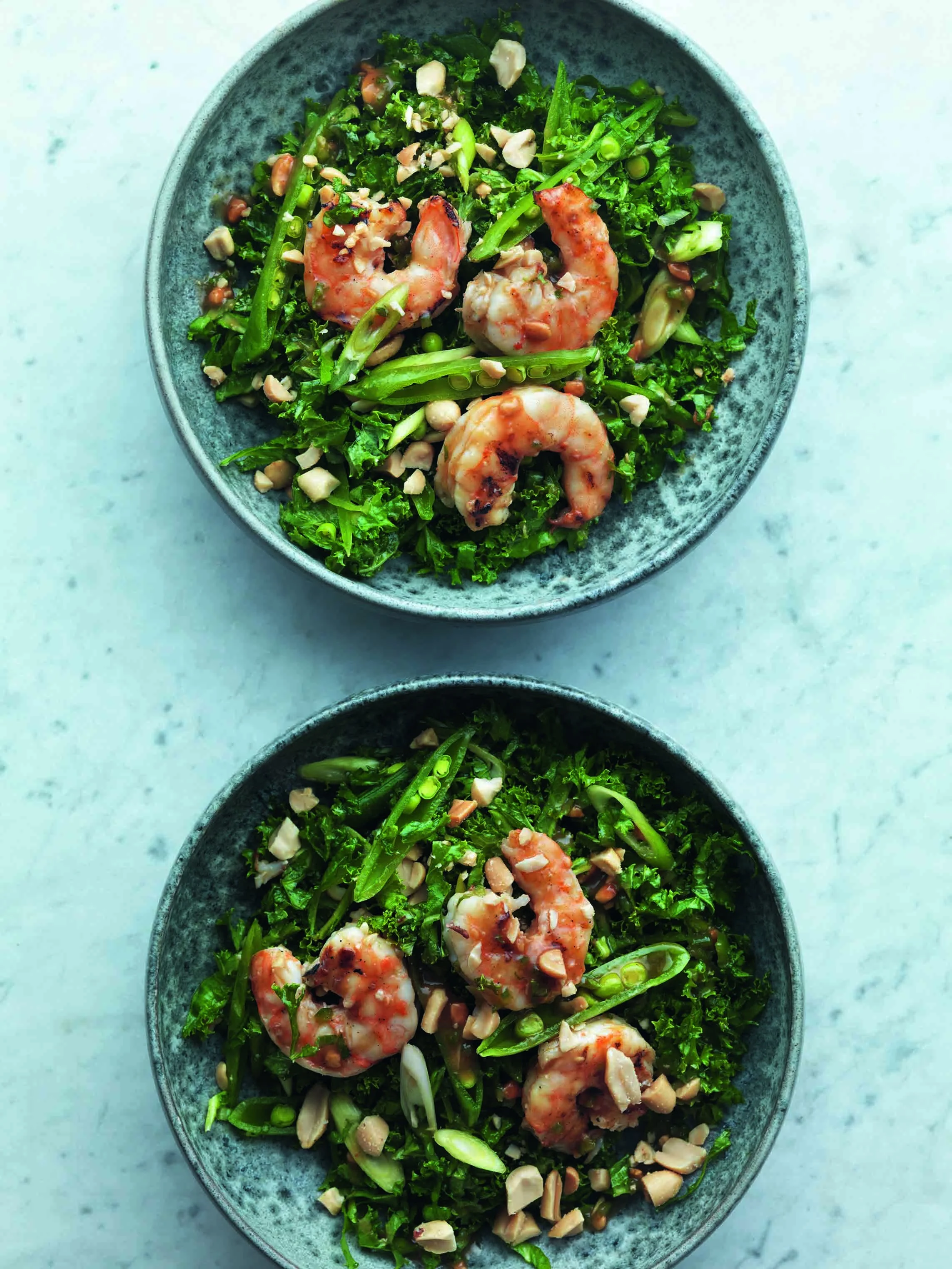 Marcus Wareing’s prawn, sugar snap, kale, peanut and coriander salad