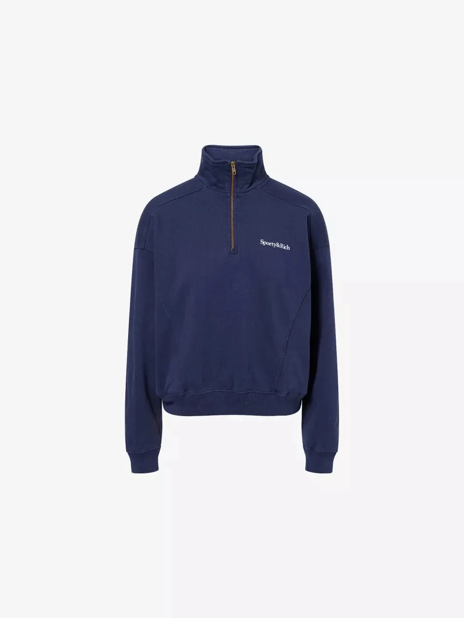 Sporty &amp; Rich Play Tennis Quarter-Zip Cotton-Jersey Sweatshirt at Selfridges - £245.00