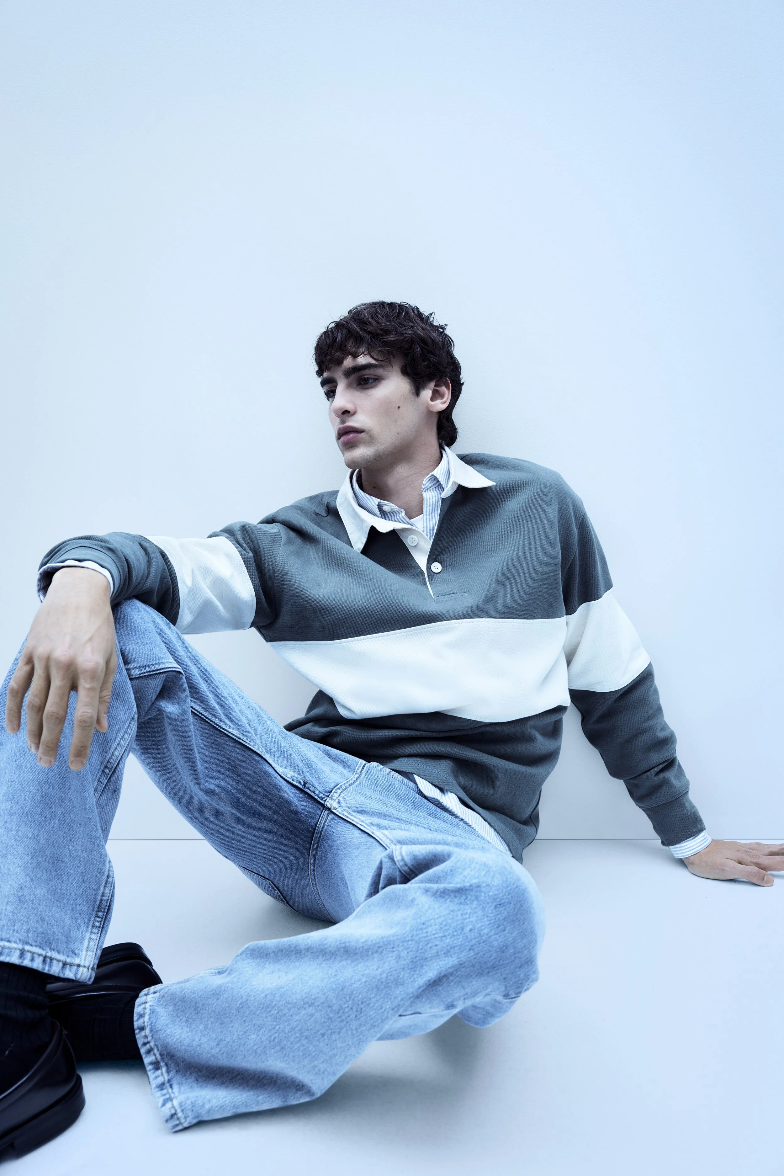 M&S Collection Relaxed Straight Fit Jean £35, Oxford Shirt £25, Stripe Rugby Top £35, Penny Loafer £65, White T-Shirt £8.jpg