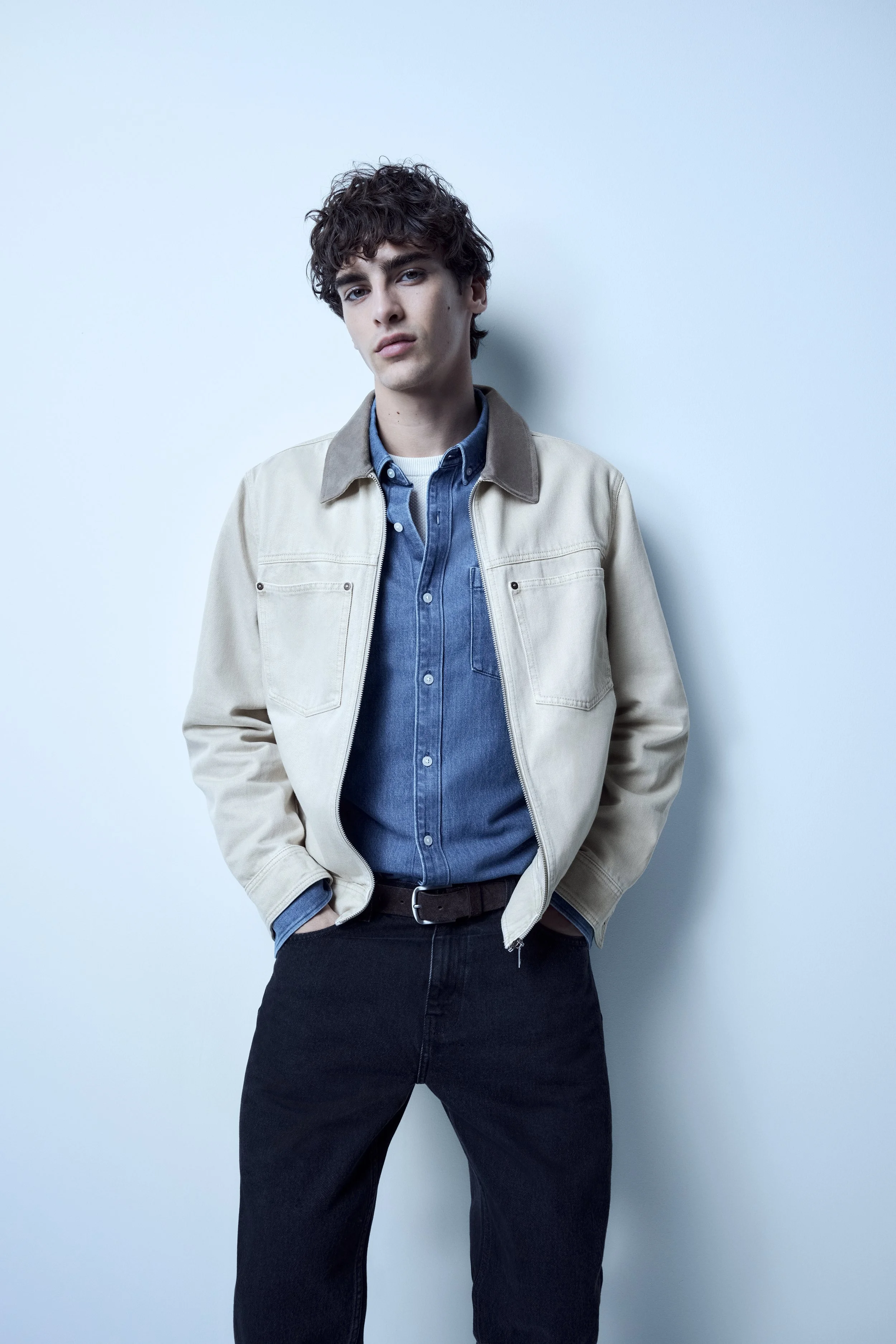 M&S Collection Relaxed Straight Fit Jeans £35, Denim Shirt £35, Contrast Collar Denim Trucker Jacker £55.jpg