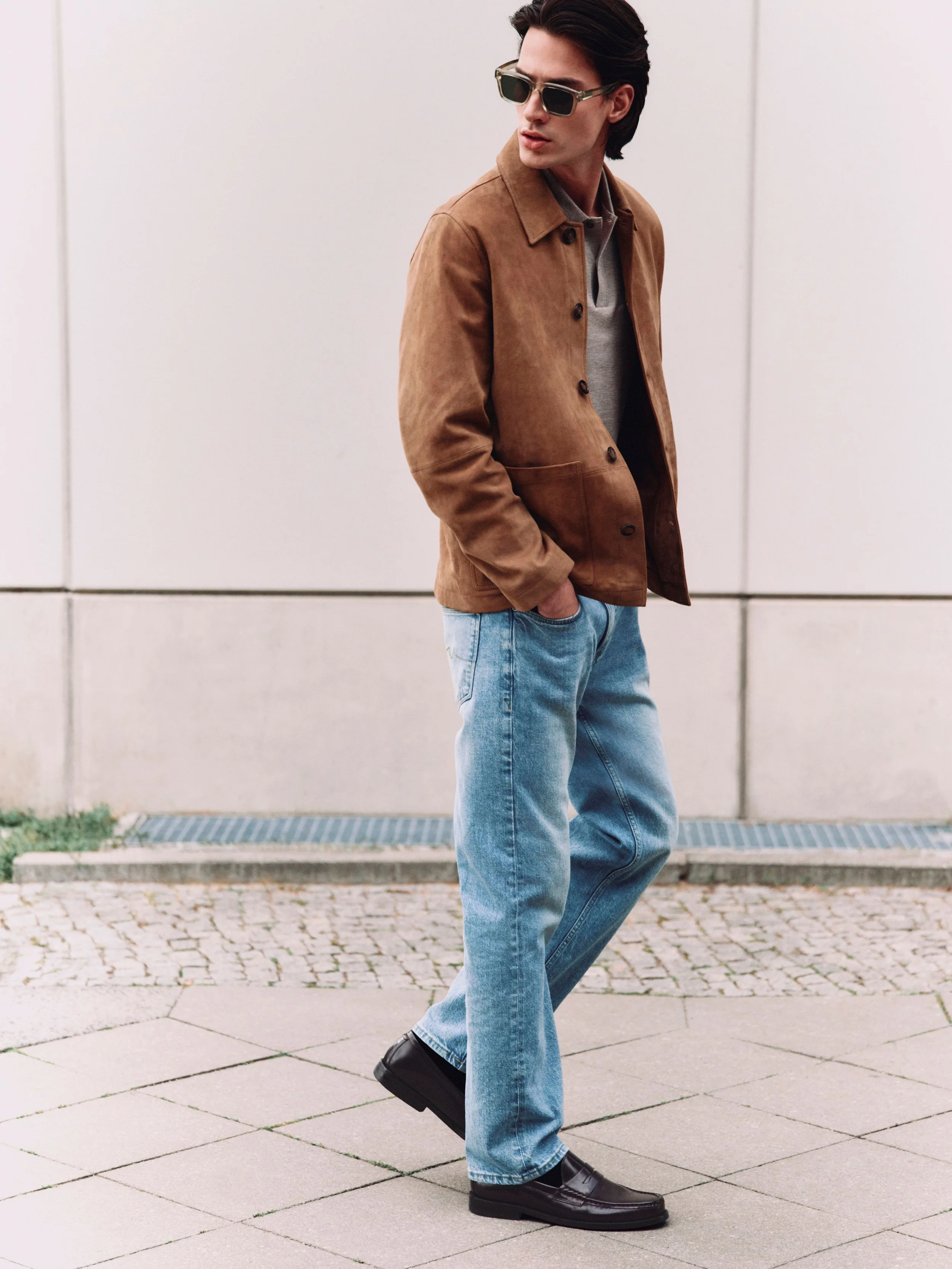 M&S, Straight Leg Jeans £35, Ultimate Polo Light £25, Suede Core Jacket £, Shoes £65.jpg