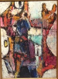   Oil on canvas, 8" by 11", Queen Elizabeth and Raleigh.  