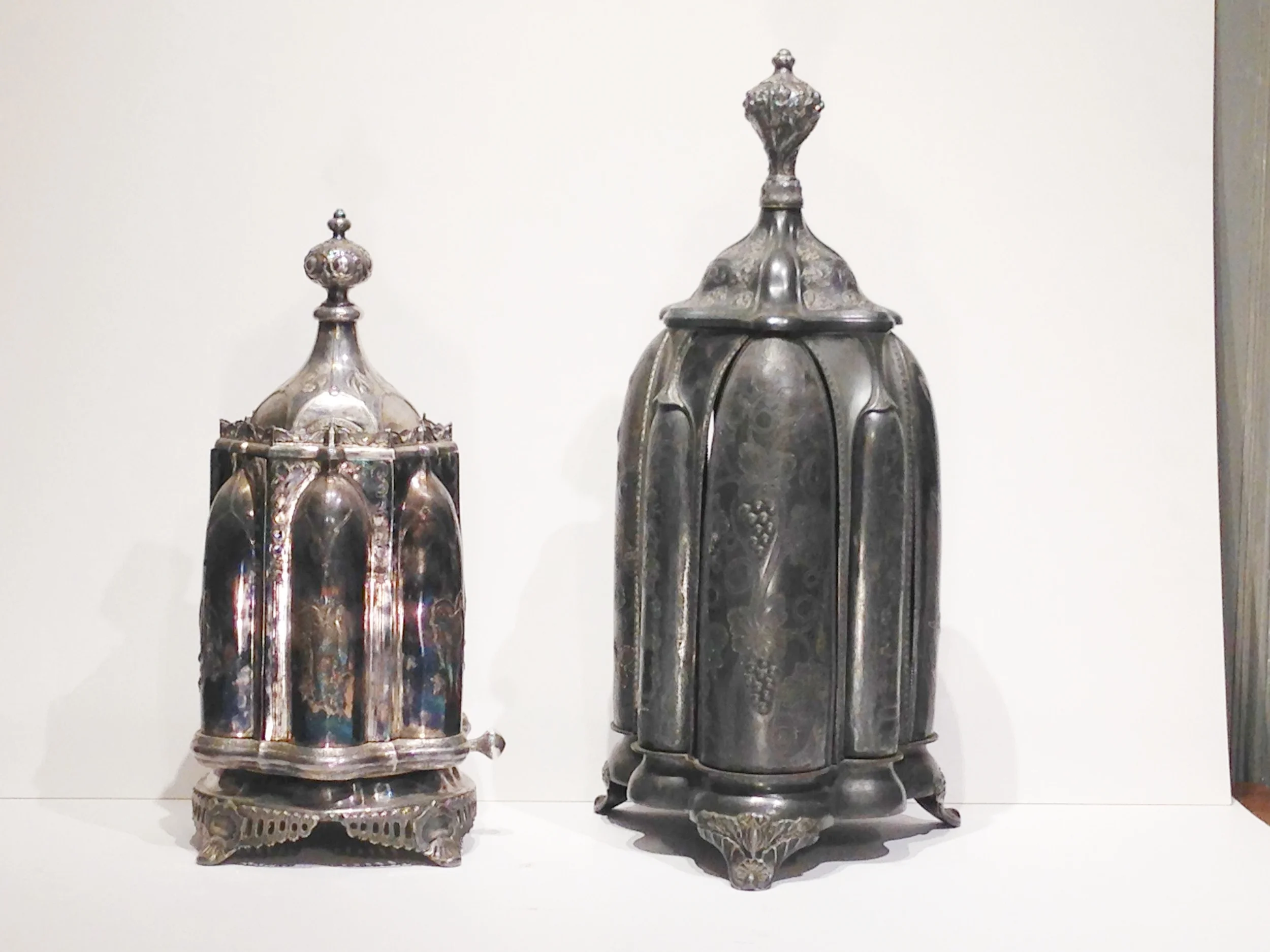  On left is a Gleason magic caster labeled "patent applied for".&nbsp; On the right is a Gleason wine caster (?) with space for wine bottles and small glasses.&nbsp; This is labeled "Patented 00 T 21 1856". 