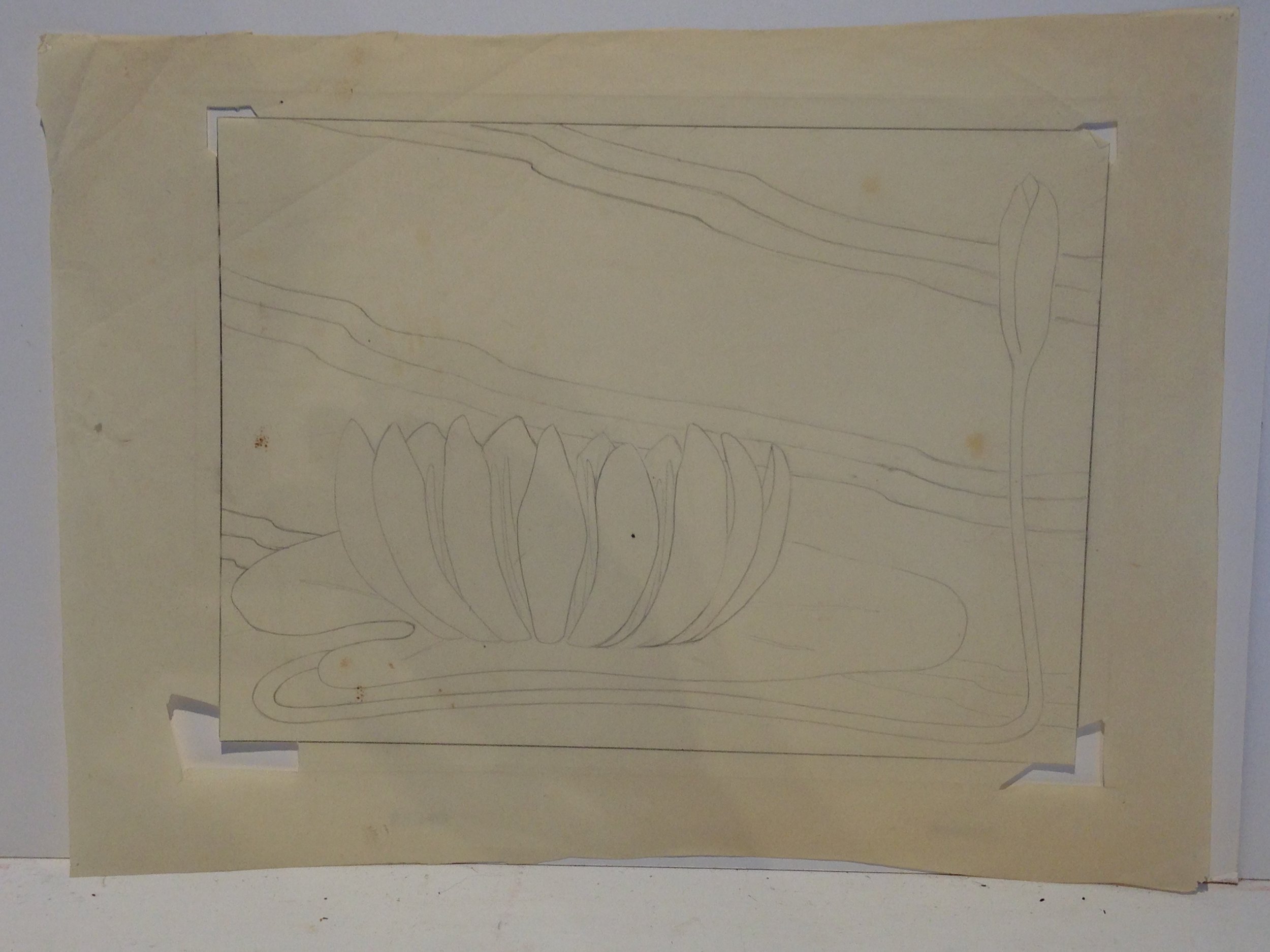 Original drawing used to make waterlily panel.