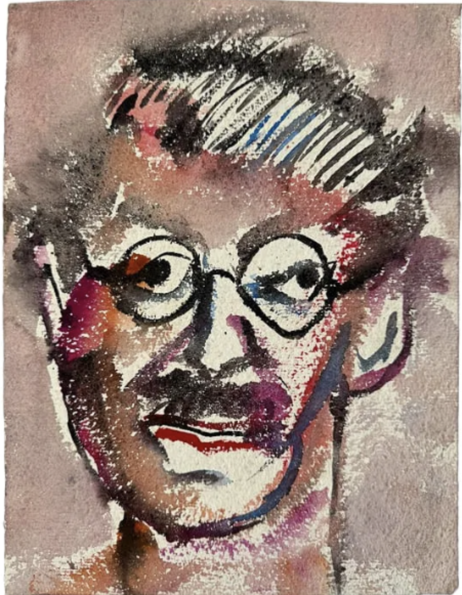 Self Portrait, gouache on paper, 11 by 14 inches