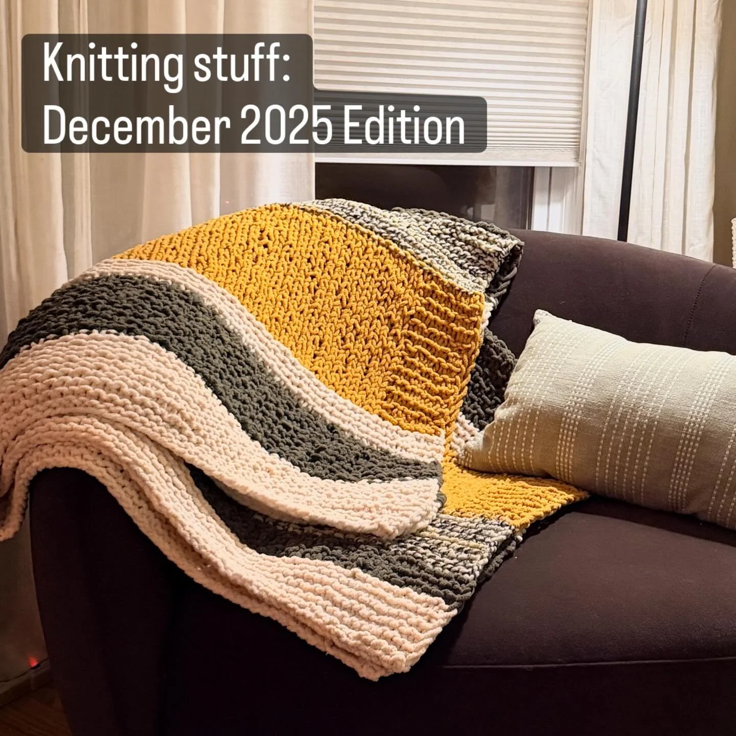 Picked up my needles this month. 🧶 Knitted throw and mitts for @tonyborchardtceramics #knitting #creativelife #sometimesyouneedtoknit #goodbye2025 #anxietytherapy