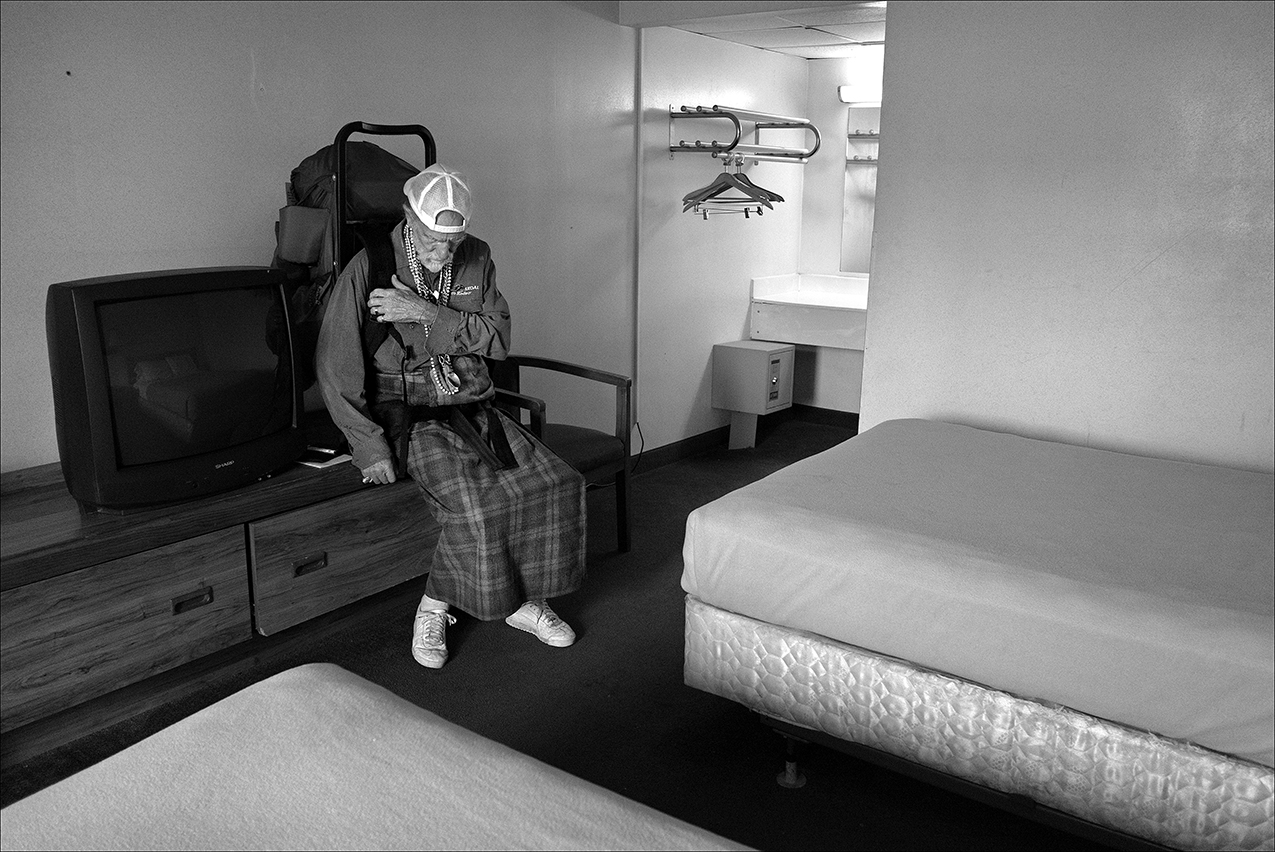 M ay 2017: Walter sets his heavy backpack down after arriving at a motel room at the Welcome Inn in Quincy. Several social services agencies provide vouchers, when they have the funds, to the homeless for temporary shelter. Walter was given a voucher to stay at the Welcome Inn. “Thank God I’m here and not on the fucking street no more. I’m going to get to stay here the rest of the month, and I’ll figure out what to do after that.” Walter said he asked about living at the Quincy Senior Center but was told he was ineligible because of his mental illnesses.
