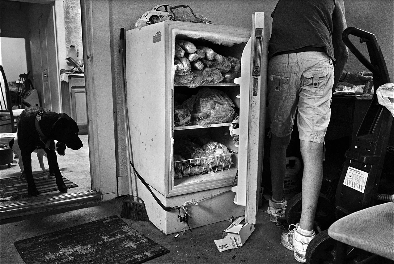 April 2017: Like many in poverty, Walter frequents food pantries to stock up on basic staples. His freezer is full of bread. Food pantries tend to receive and hand out processed canned and boxed foods loaded with sugar and sodium, which makes SNAP food benefits and soup kitchens so much more important to maintaining a healthy diet.