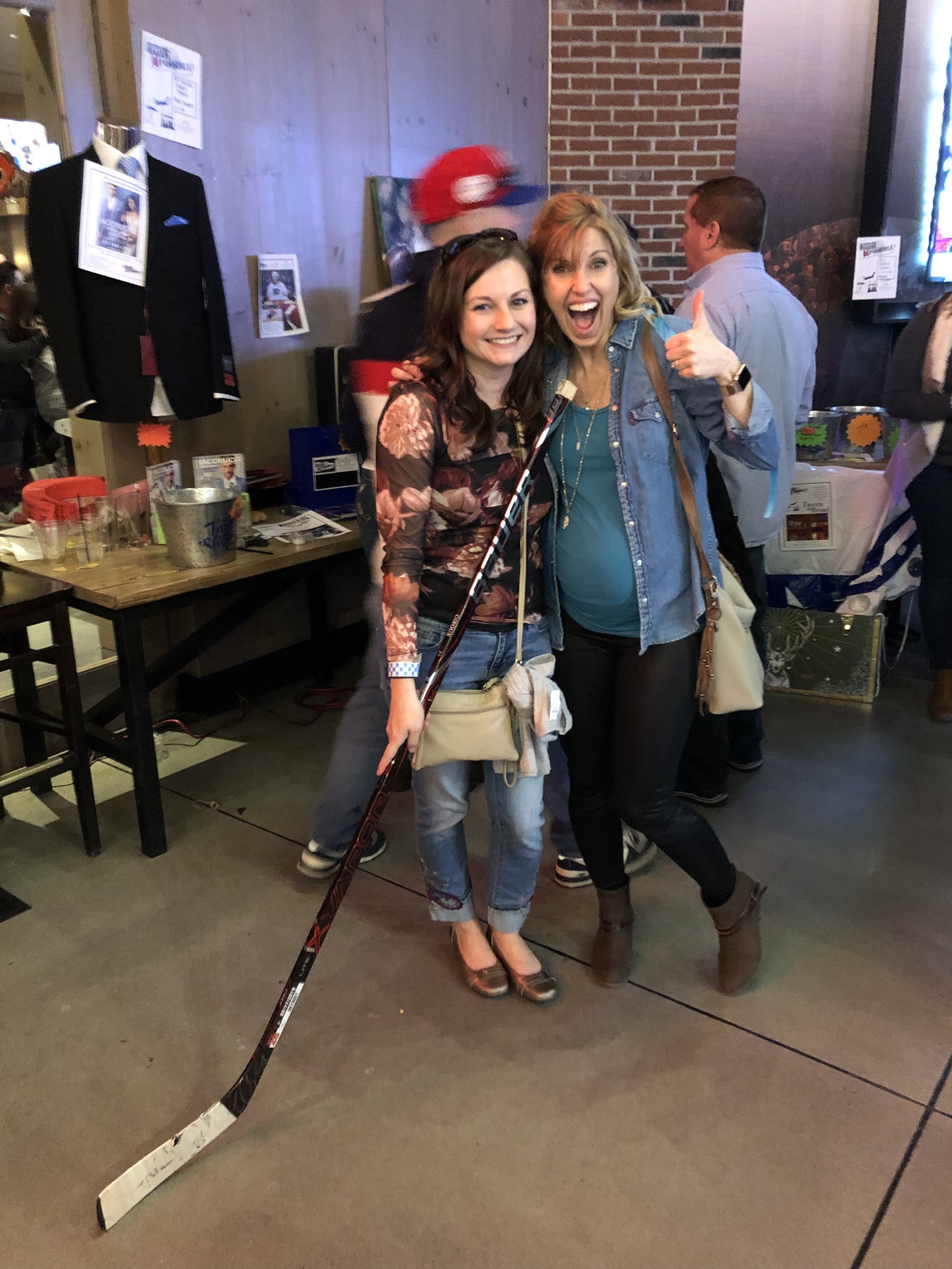  Becky M ., left (pictured with Trisha and mini-Duff-to-be, right) won a Claude Giroux autographed hockey stick 