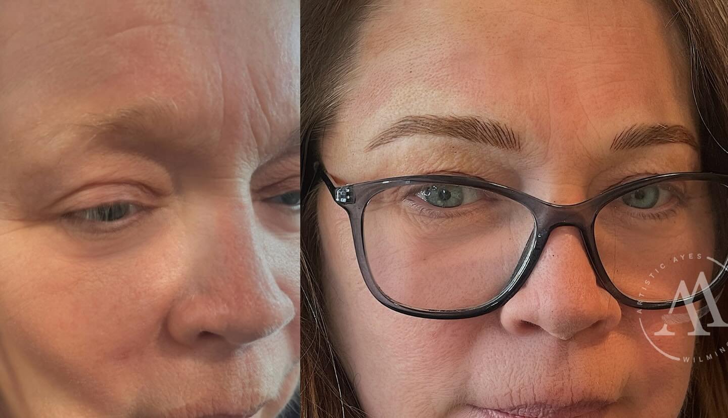 First visit for this lovely lady! 
Did you know the majority of our 3 1/2 hour appointment is dedicated to discovering the perfect brow shape &amp; size for your best look. #browswithtexture &mdash; No solid brows with our &ldquo;less is more&rdquo; 