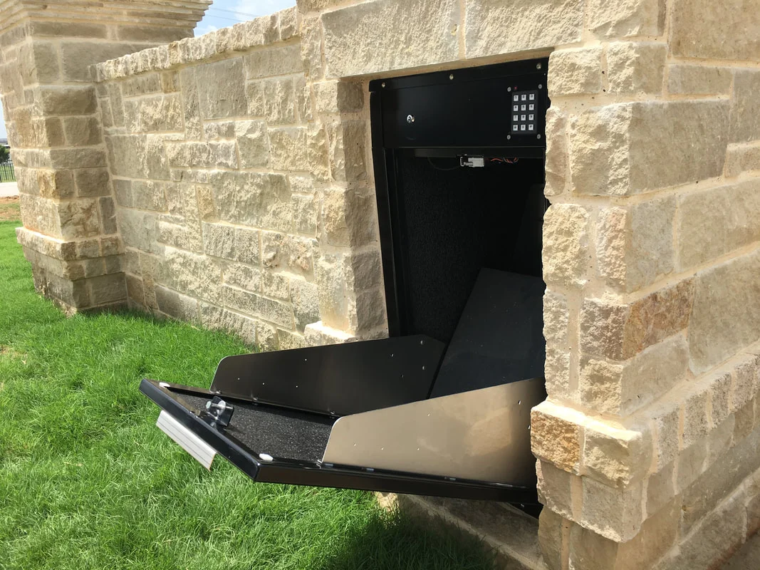 The box sentinel displayed mounted within a wall column. dual door wall inserts are also available.