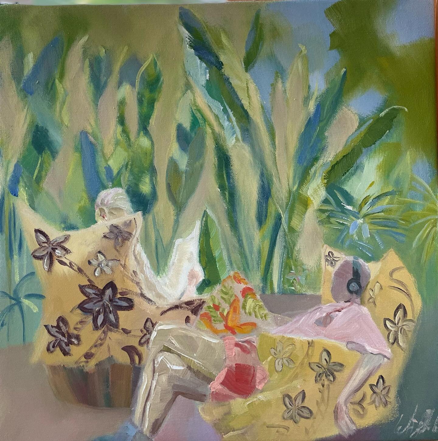 &lsquo;Companionable Silence&rsquo; inspired by time in Rarotonga. Time to just be. #rarotonga #together #love #art #nzartistsoninstagram #artmakestheroom #supportlocalartists #oilpainting #availablewrightwilliamsartwork #artcollector #artcurator