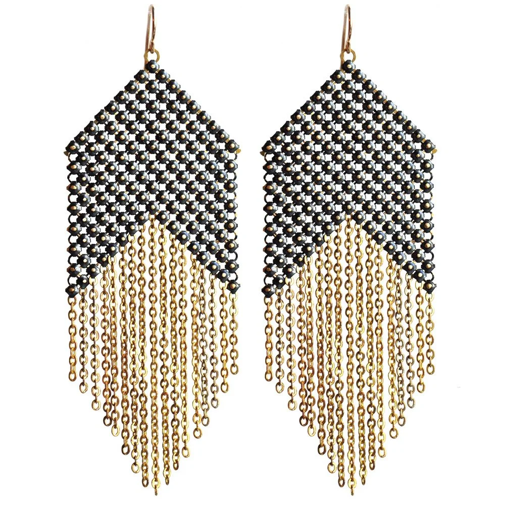 Blackpoint Mesh Earrings | vintage metal mesh from a reclaimed purse, vintage brass chain. Handmade by Maral Rapp | www.maralrapp.com