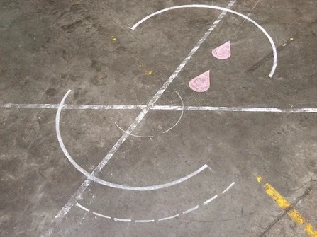 Traces, skatepark chalk drawing detail, Spit and Sawdust, Cardiff.