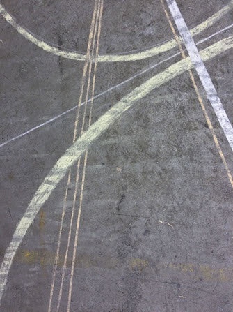 Traces, skatepark chalk drawing detail, Spit and Sawdust, Cardiff.