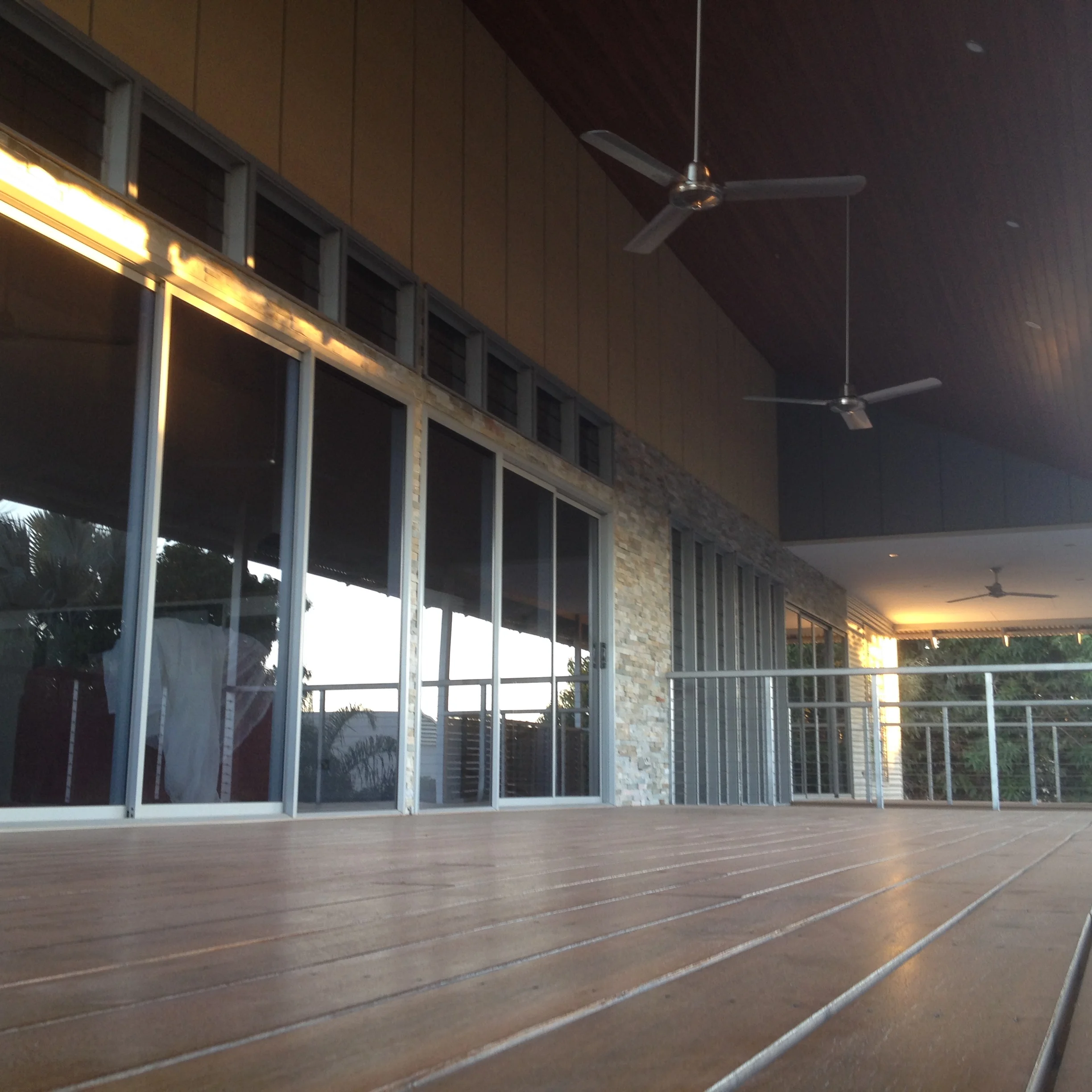 Glass sliding doors onto 4.6m timber upstairs deck