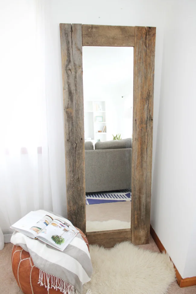 DIY rustic wood frame mirror
