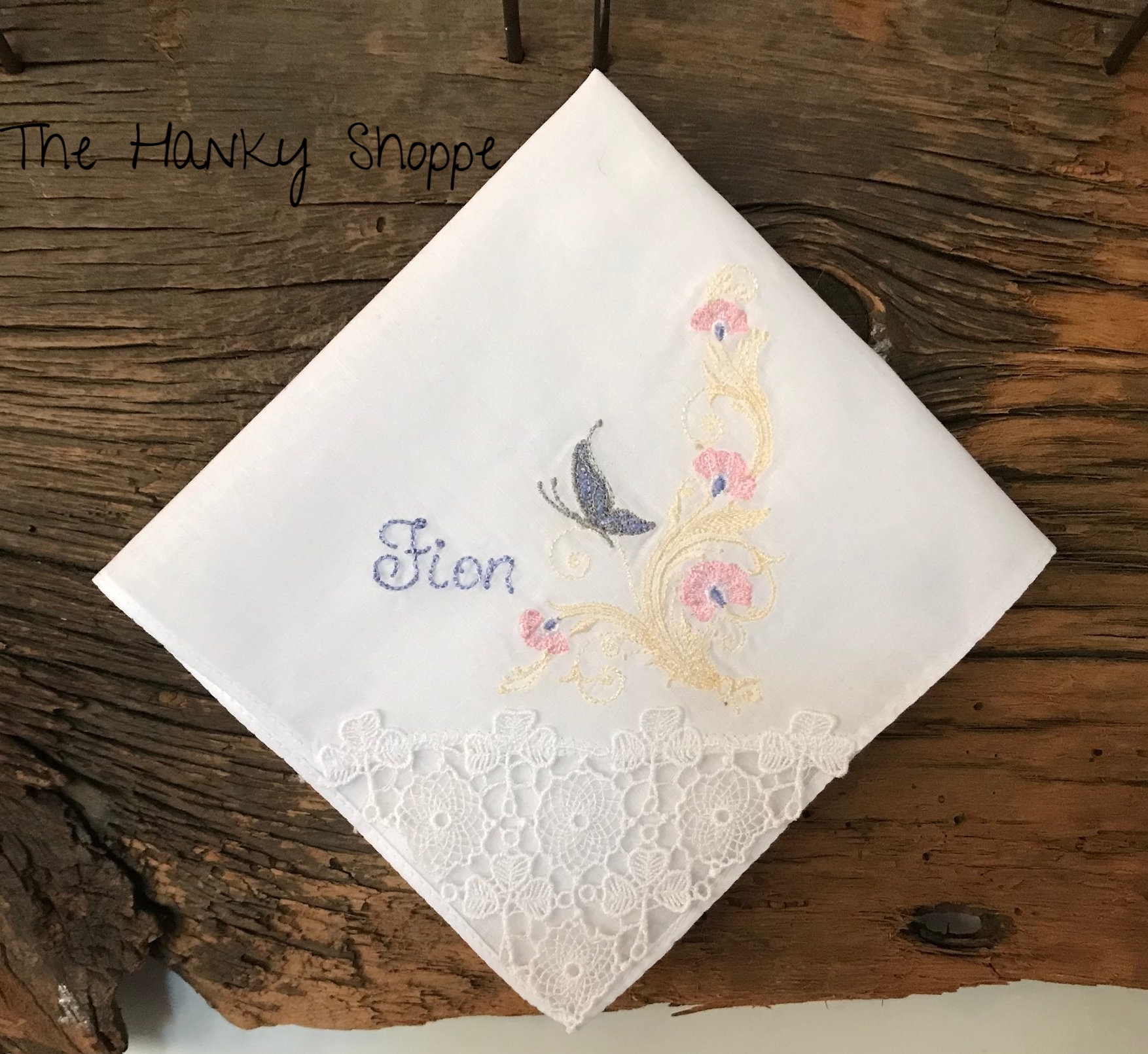 butterfly embroidered handkerchief