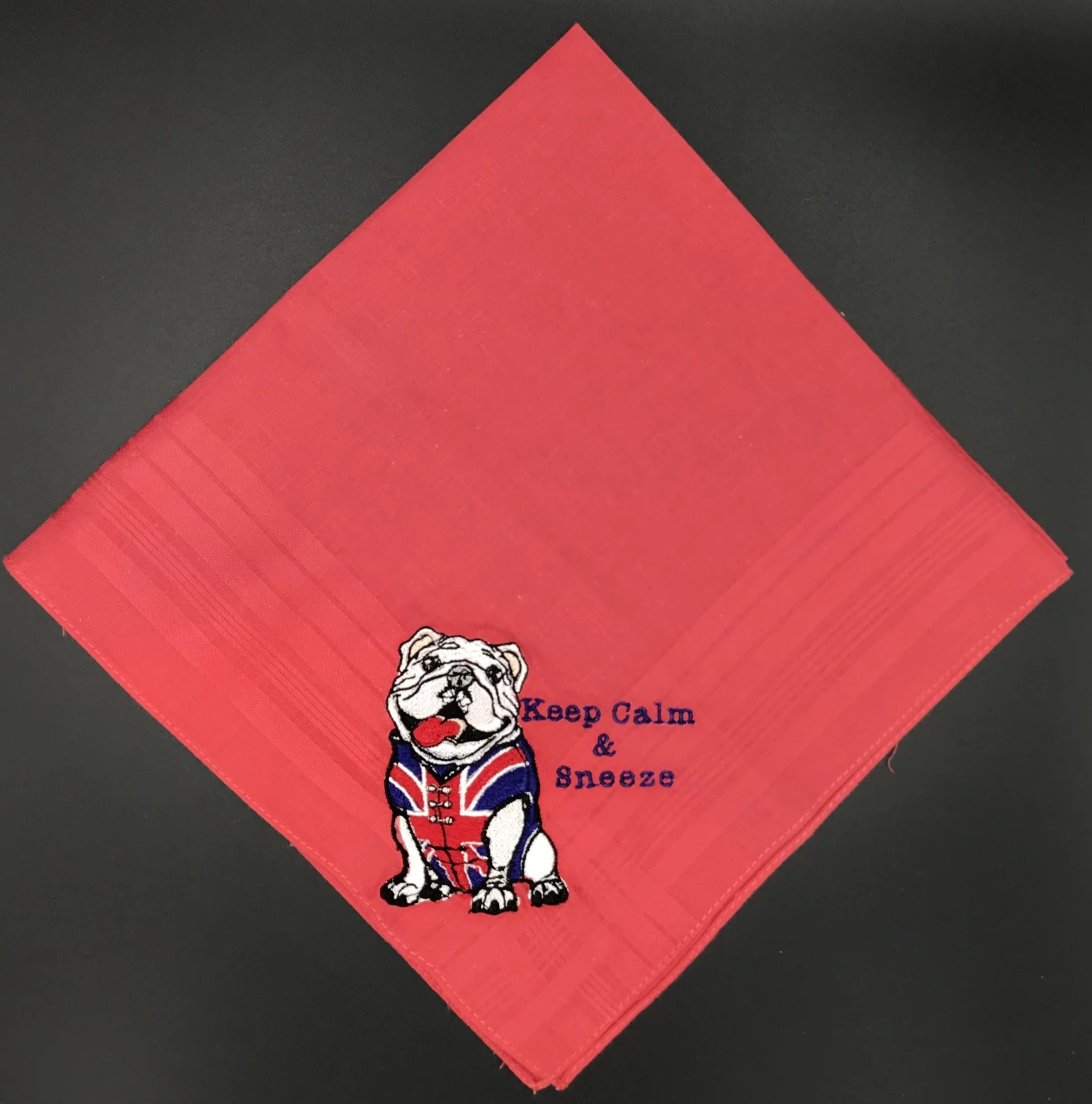 Keep Calm and Sneeze English Bulldog handkerchief