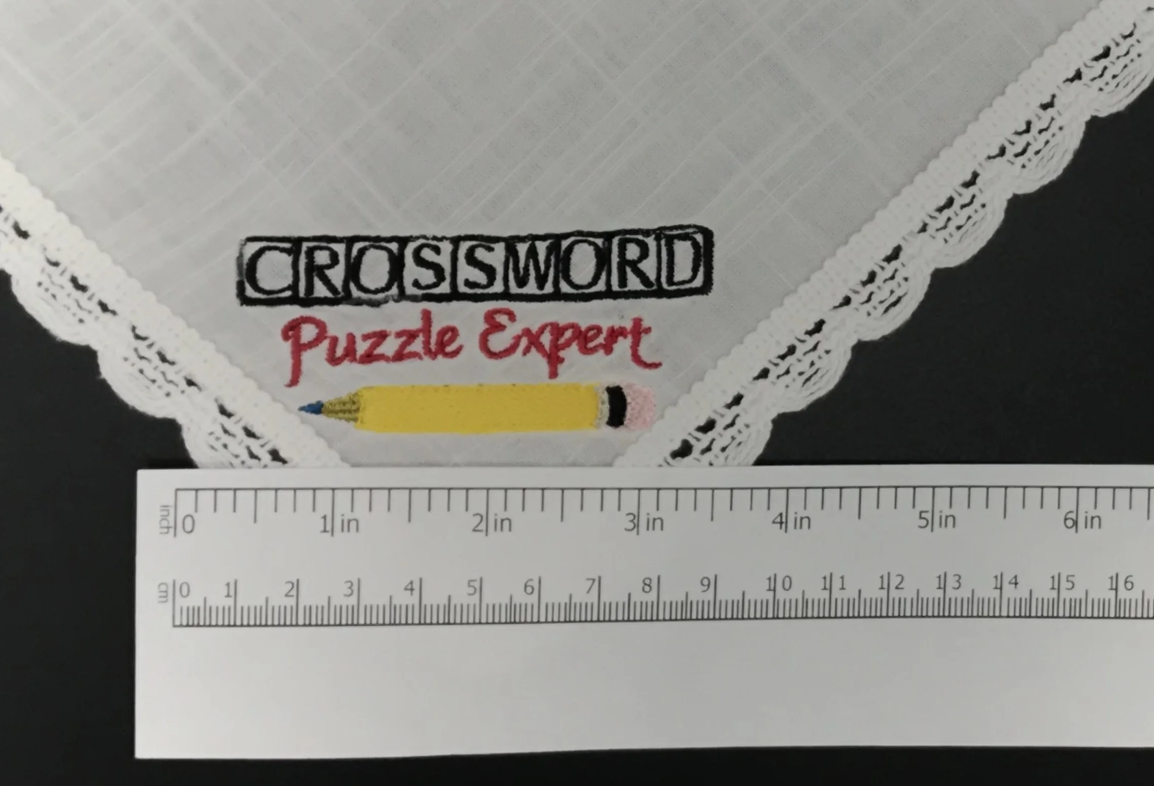Crossword Puzzle Expert Embroidered Handkerchief — Sew Cheeky & The