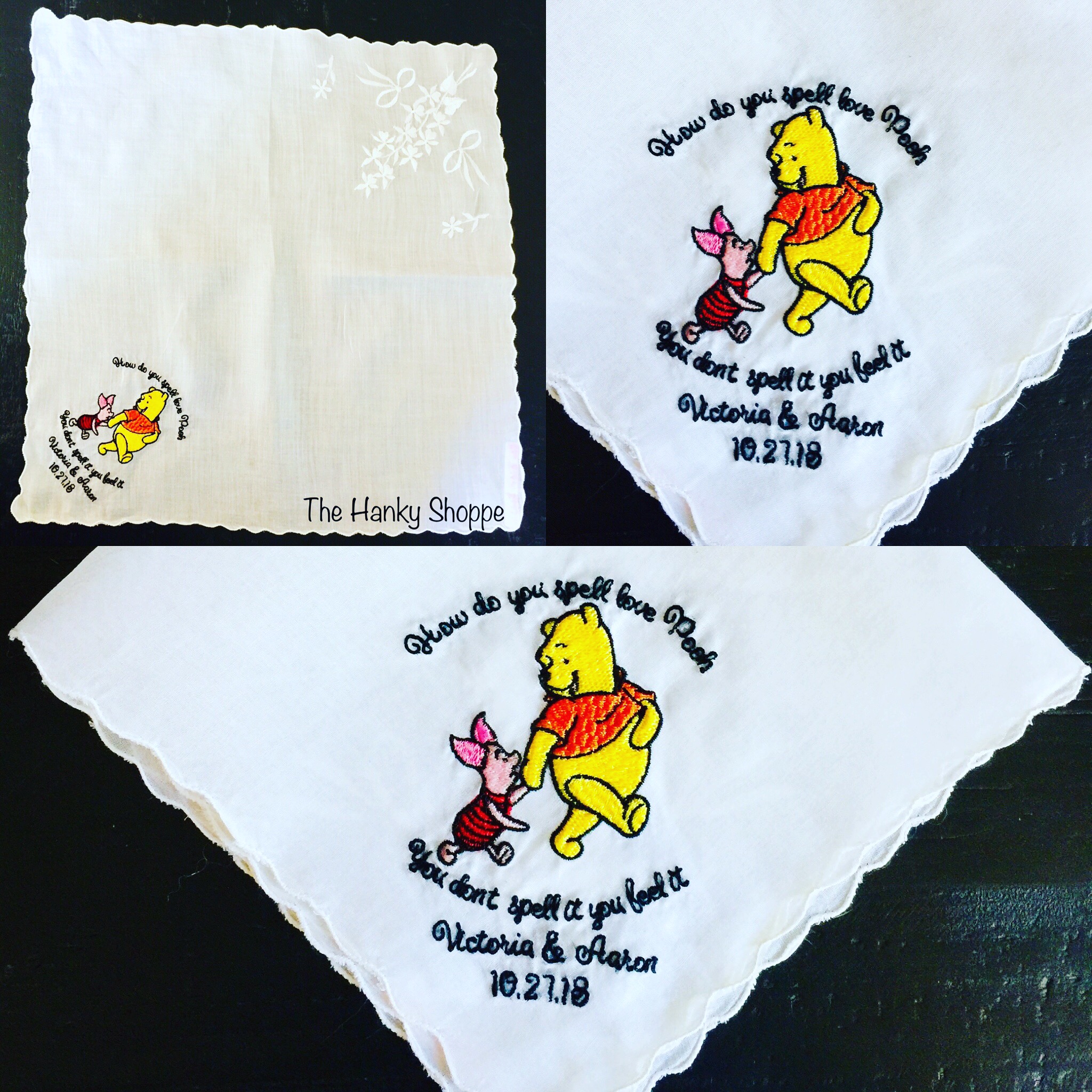 Winnie the Pooh and Piglet Embroidered Handkerchief