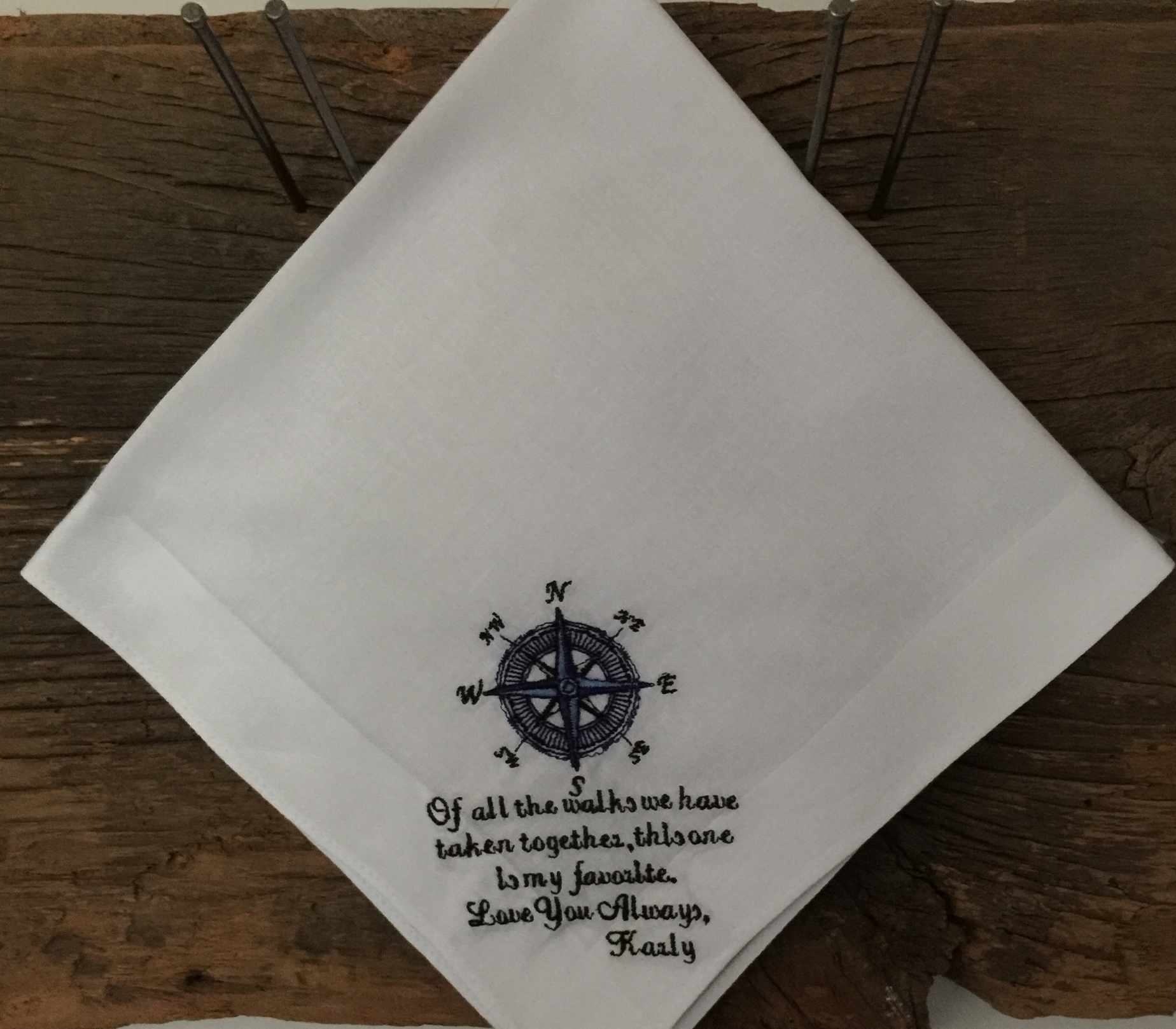 Custom Compass Wedding Handkerchief