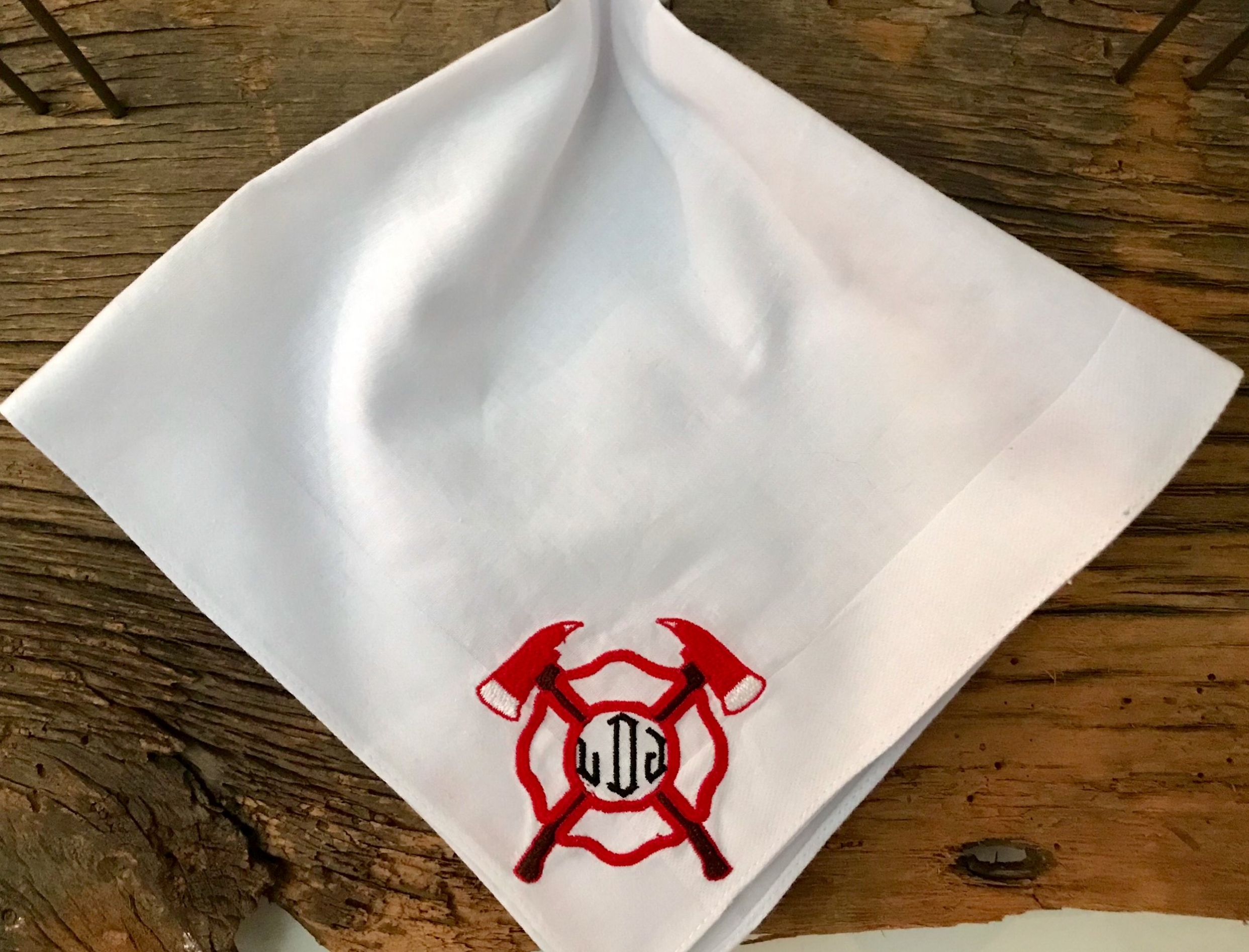 Fireman Logo Custom Embroidered Handkerchief