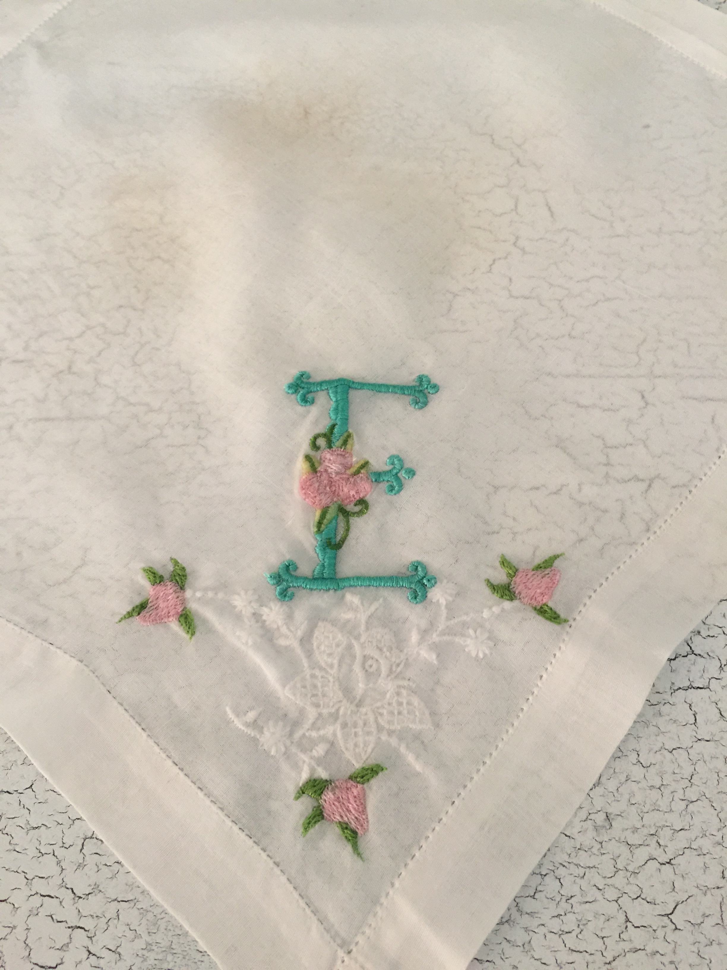 Vintage Handkerchief Monogrammed with the letter E