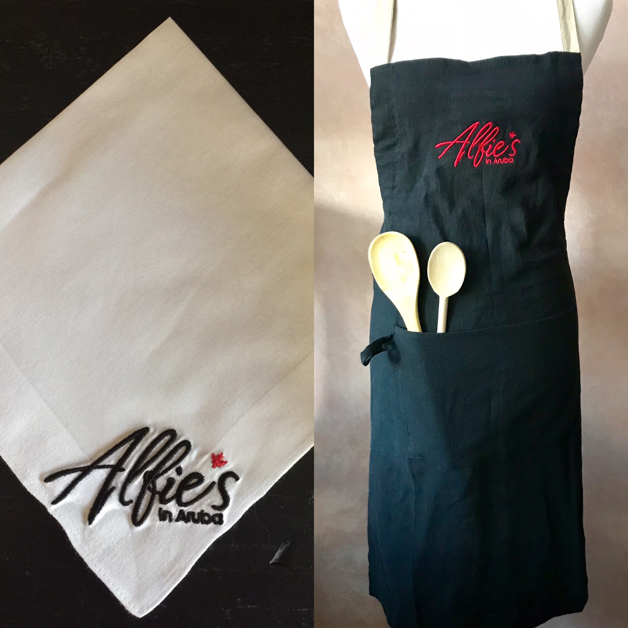 Alfie's in Aruba Custom Embroidered Handkerchief and Apron