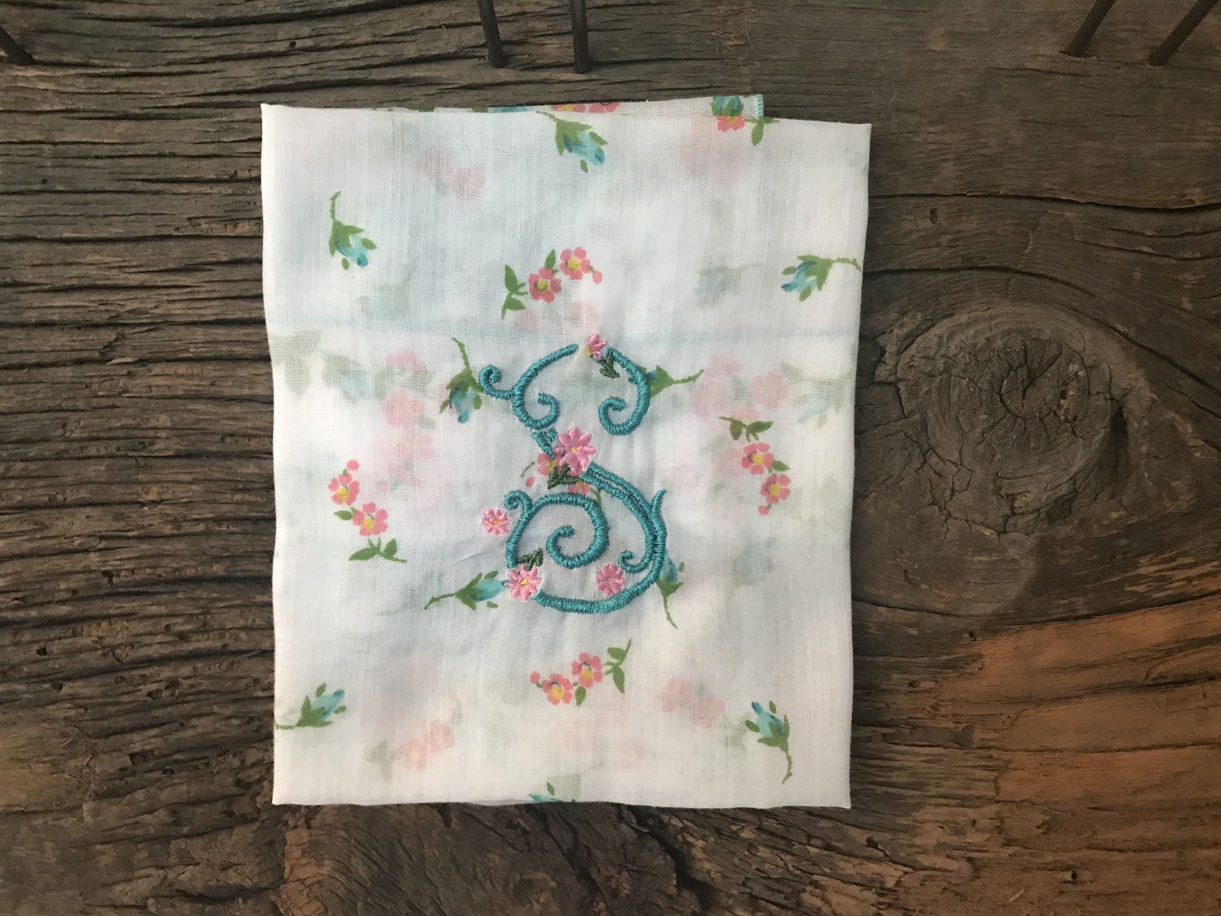 Vintage Handkerchief with Rose S Monogram