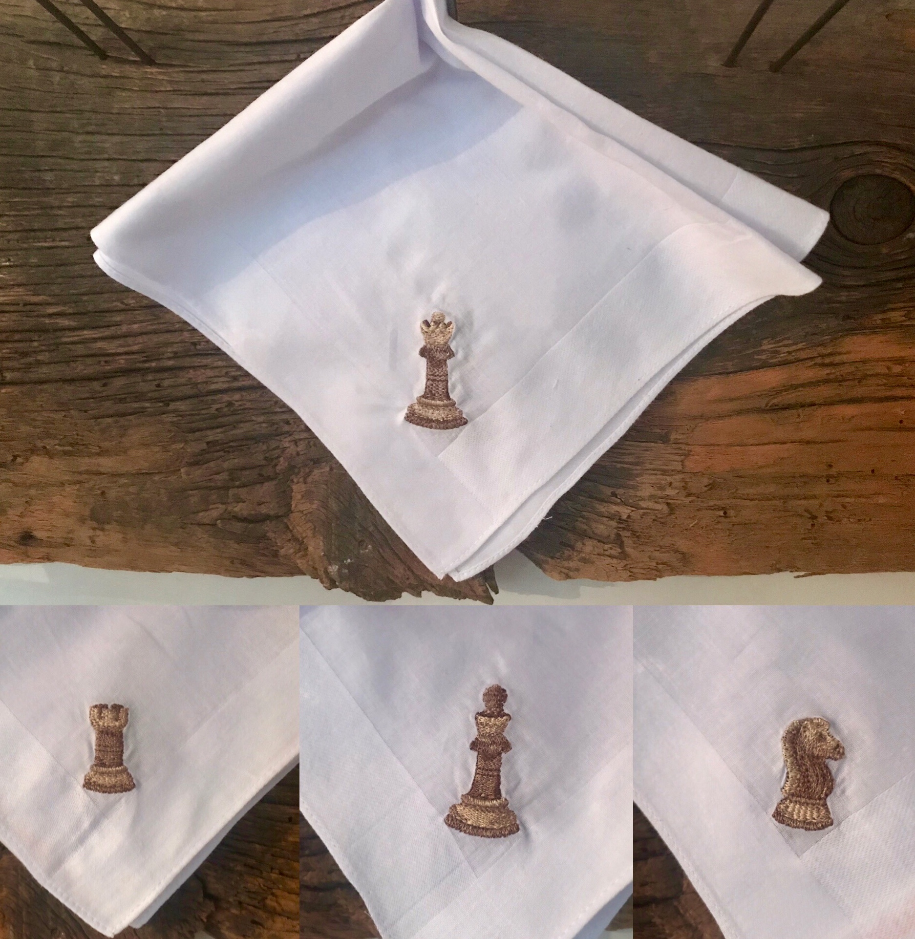 Custom Embroidered Chess Handkerchief