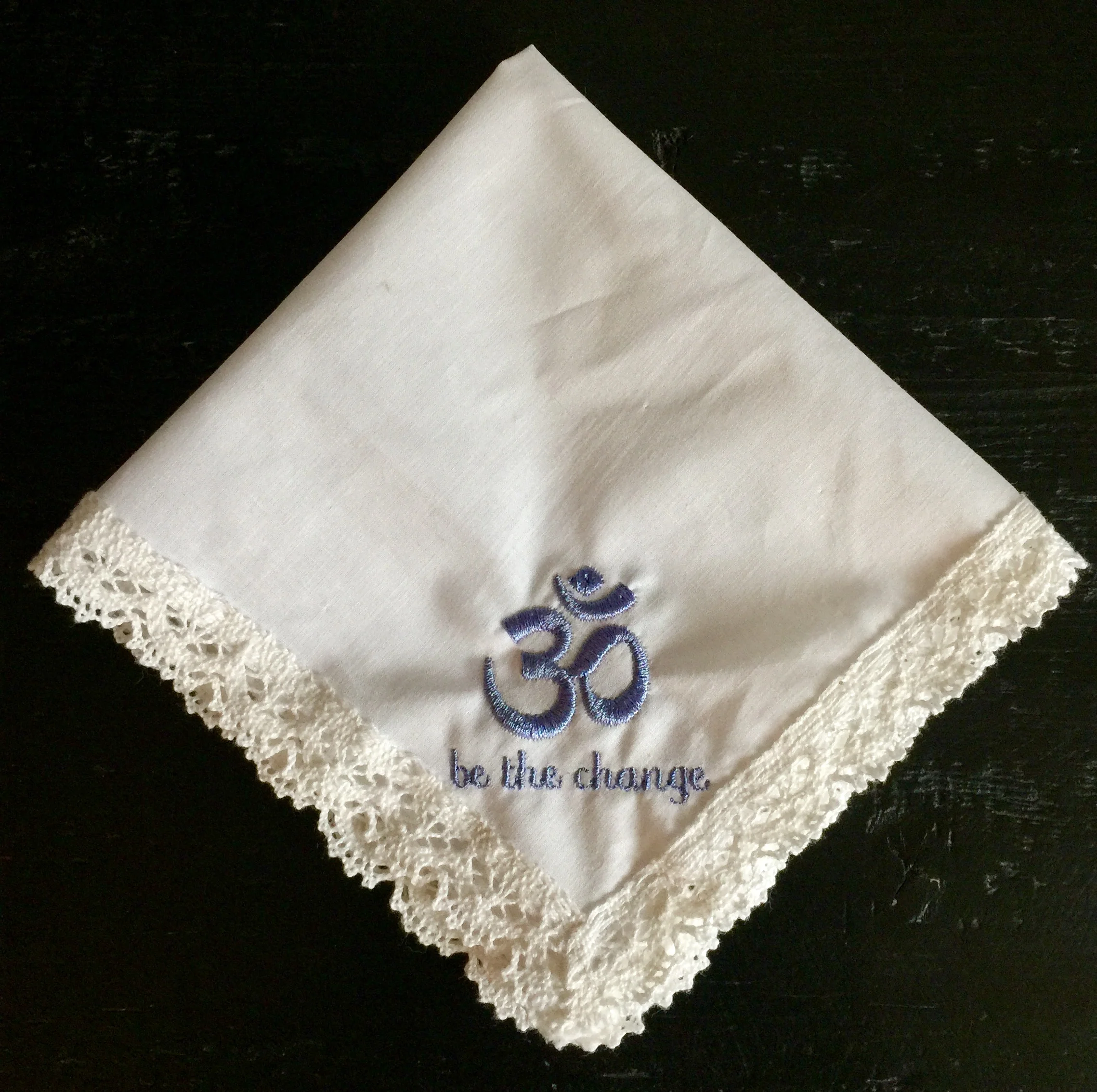 Be The Change Inspirational OM Embroidered Handkerchief