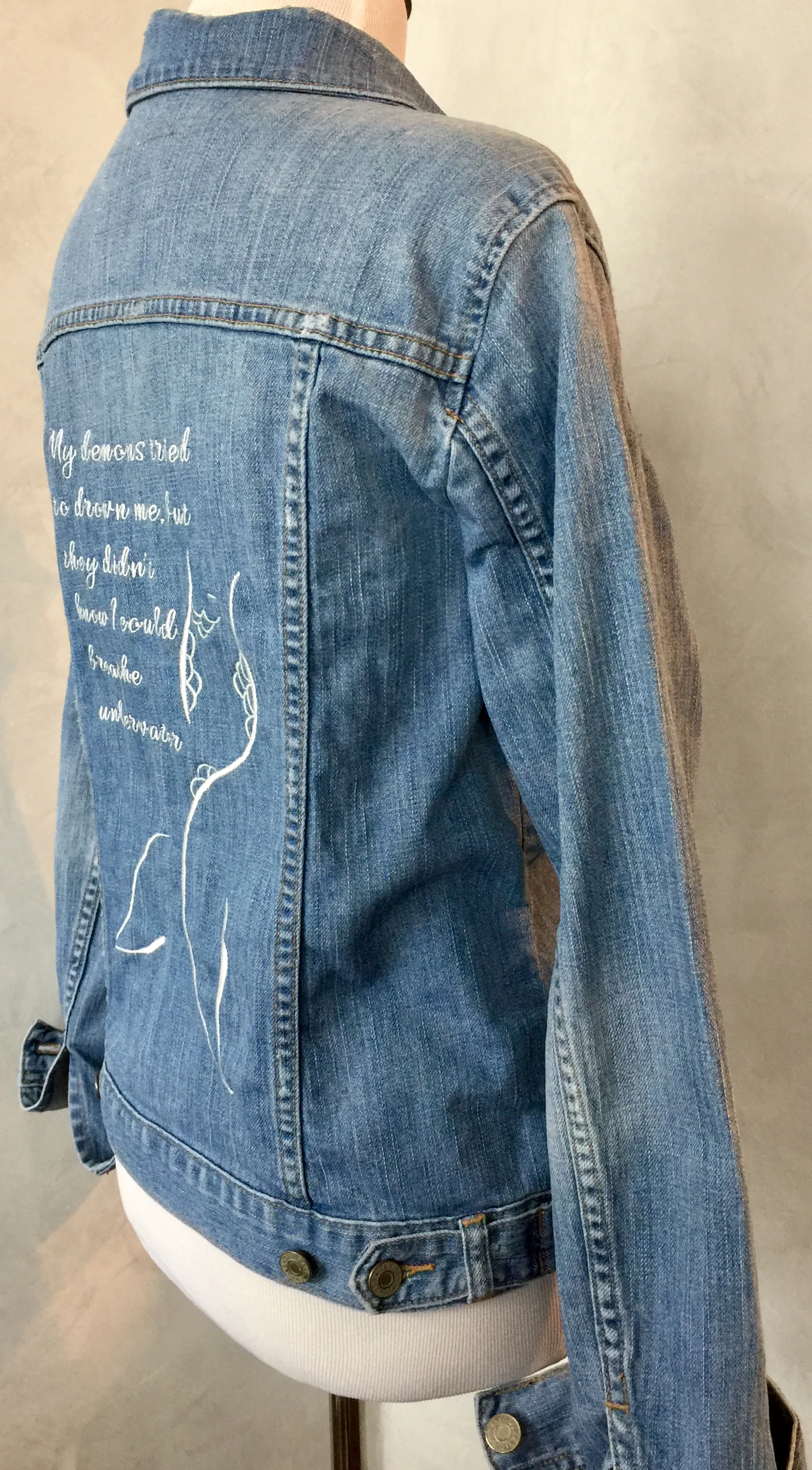 %22My demons tried to drown me, but they didn't know I could breathe underwater%22 Mermaid Tail Denim Jacket.jpg