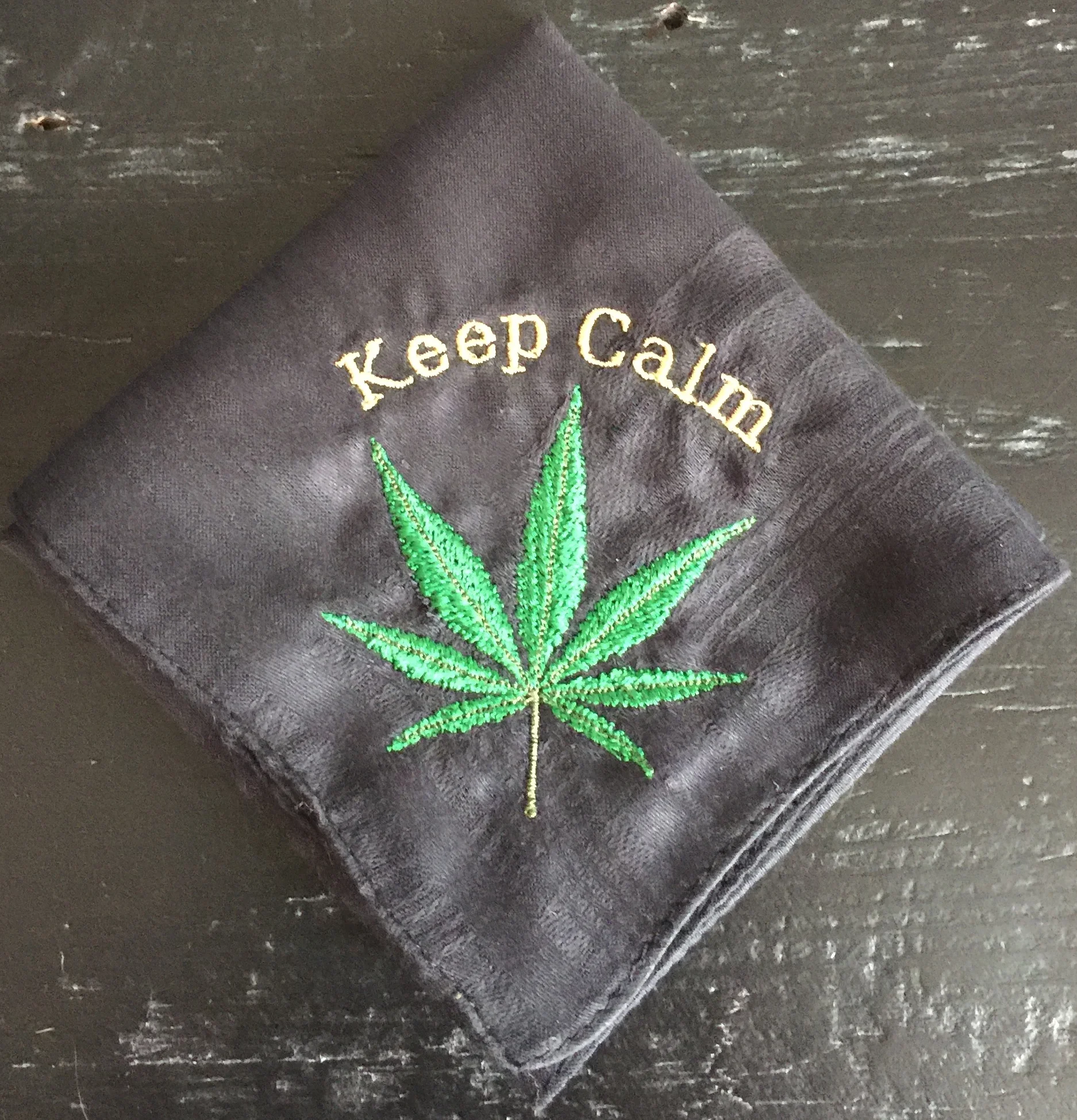 keep calm cannabis black handkerchief.jpg