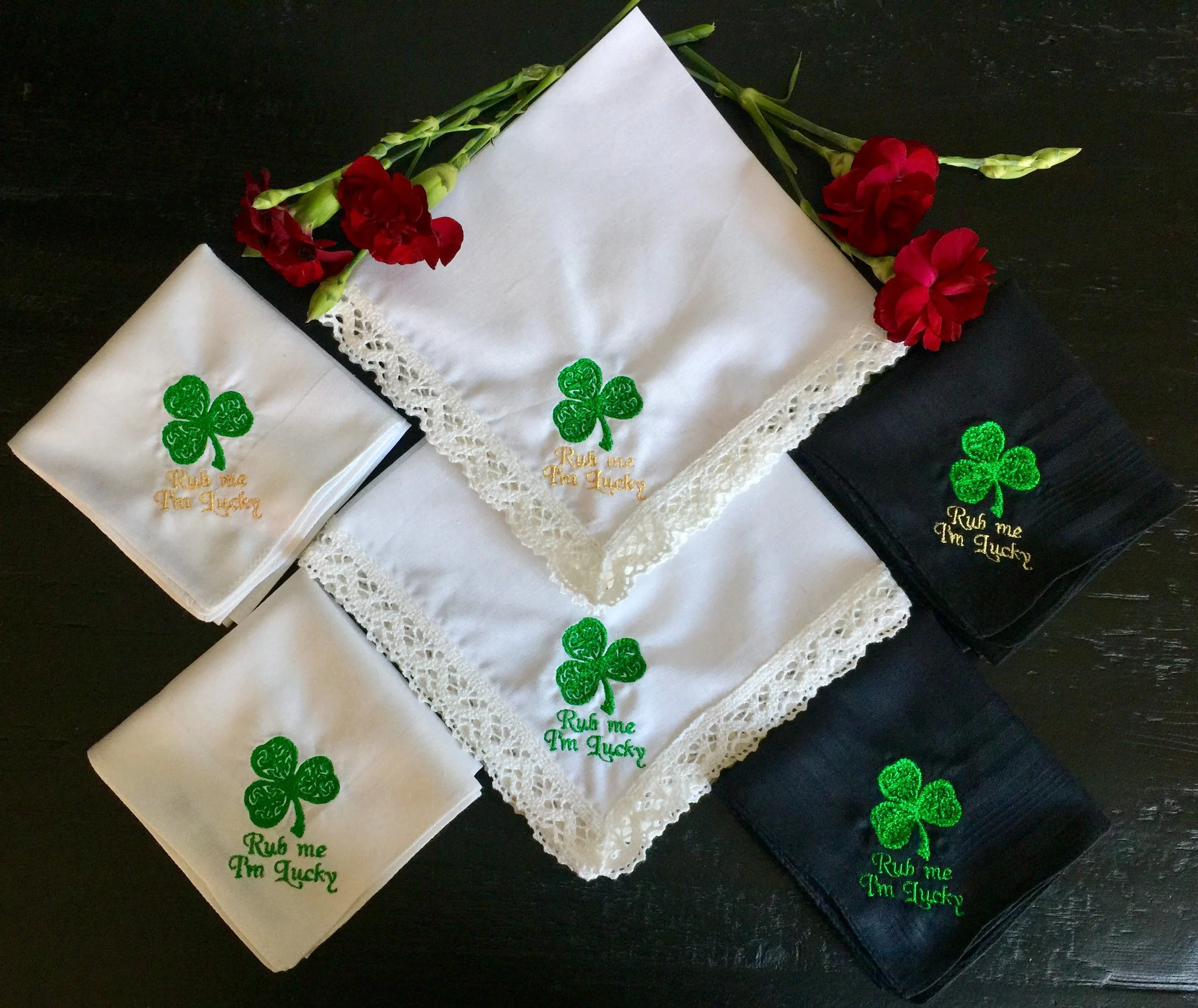 Rub me I'm lucky Irish embroidered handkerchief set.jpg