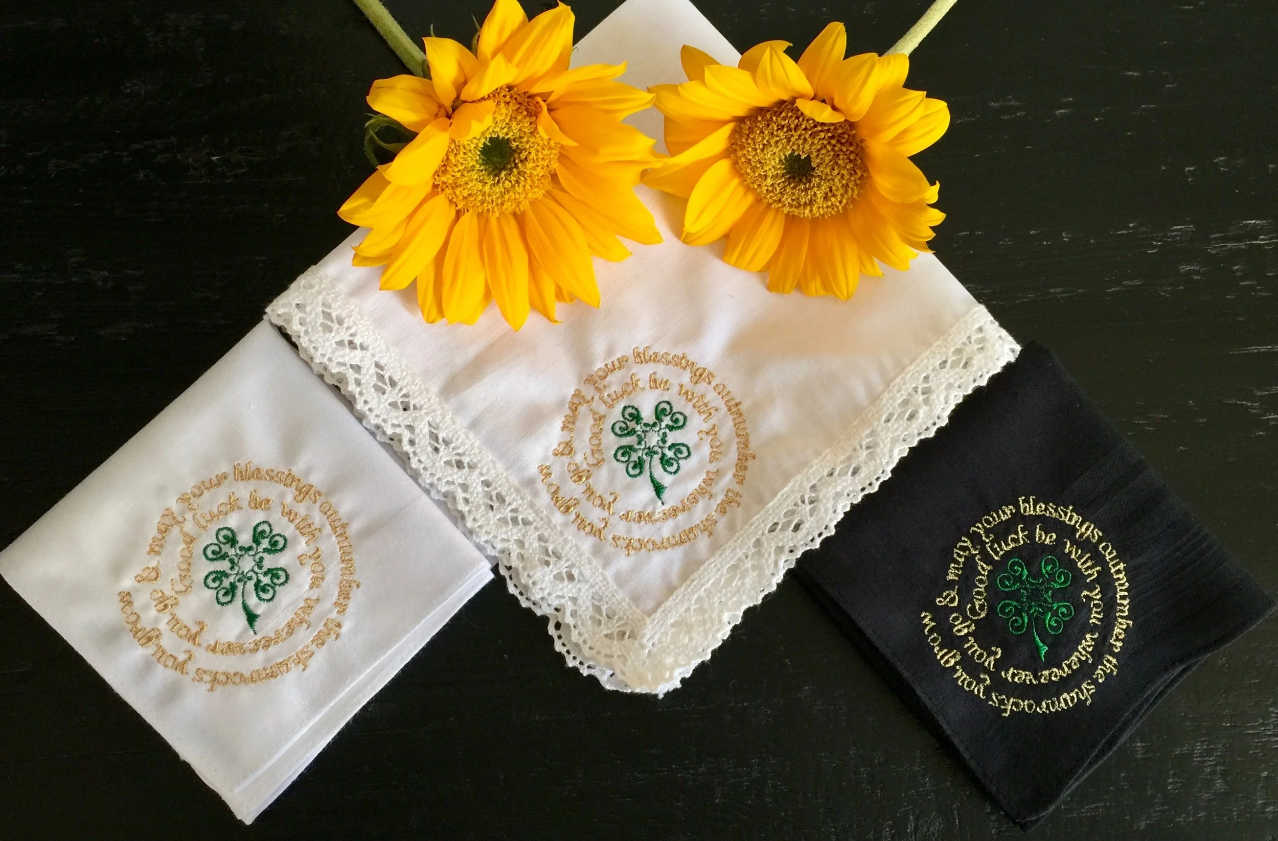 Good luck be with you Embroidered Irish Handkerchief set.jpg