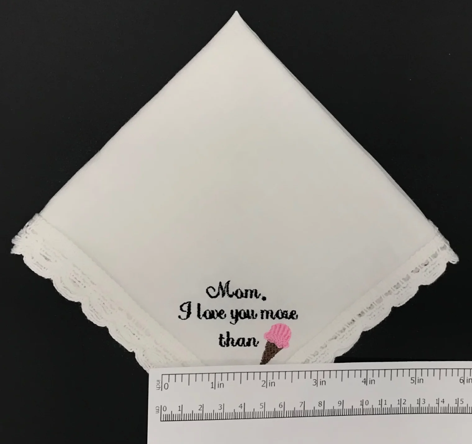 I Love You More Than Ice Cream Custom Monogrammed Handkerchief