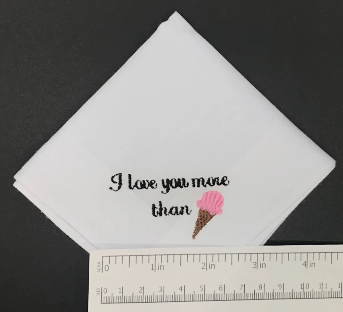 I Love You More Than Ice Cream Custom Monogrammed Handkerchief