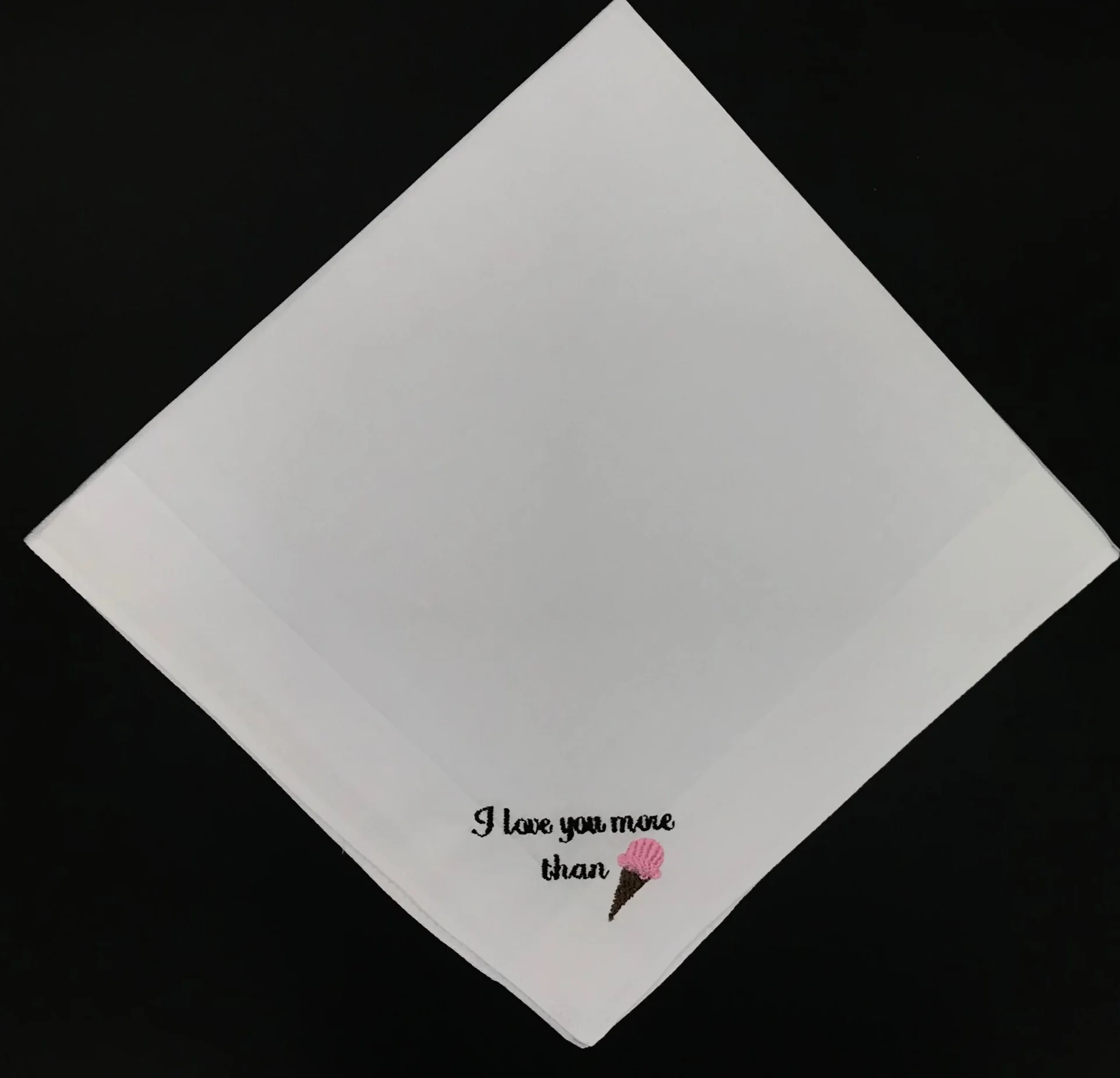 I Love You More Than Ice Cream Custom Monogrammed Handkerchief
